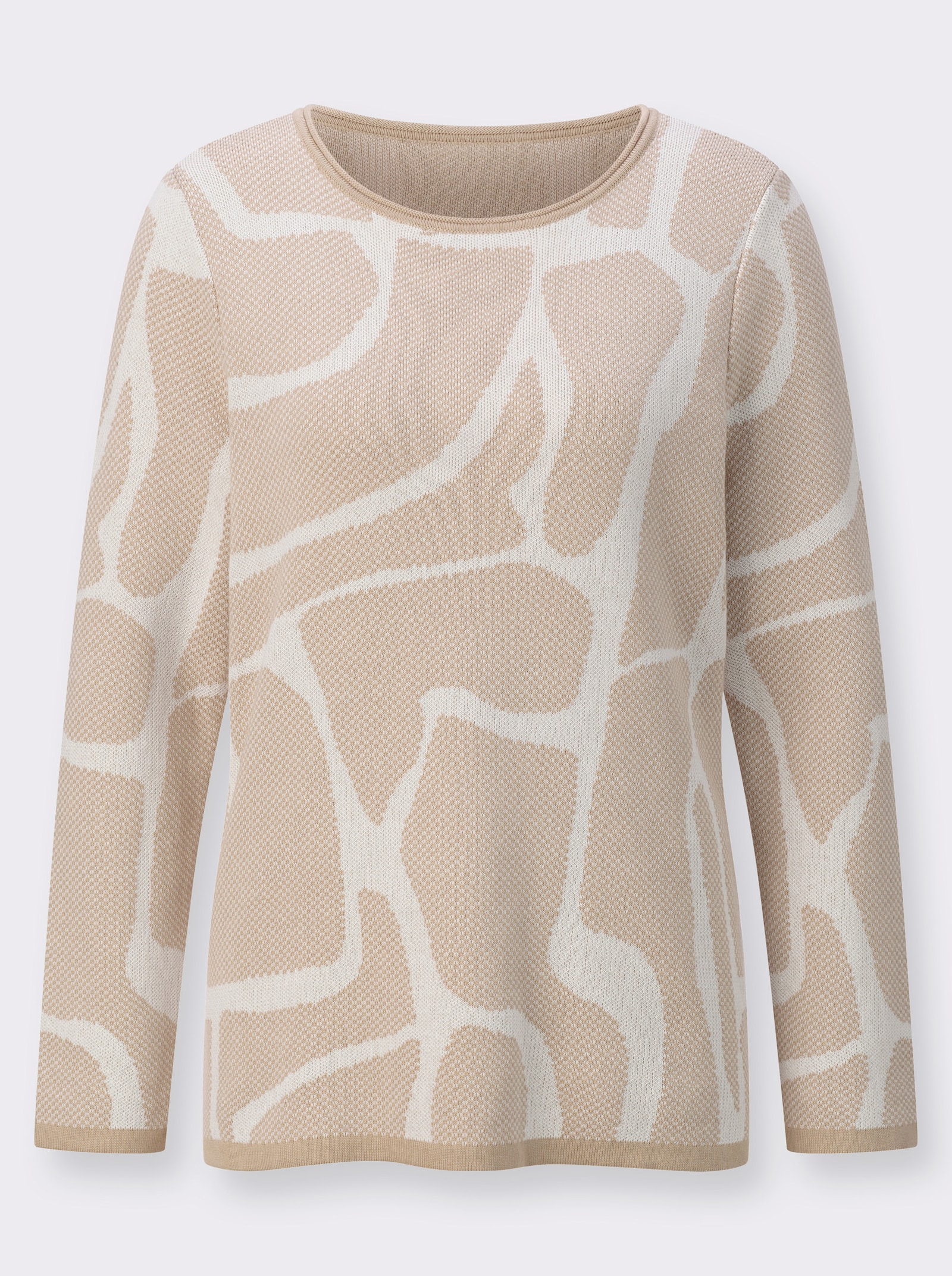 Jacquardpullover aus Pima-Baumwolle - beige-gemustert