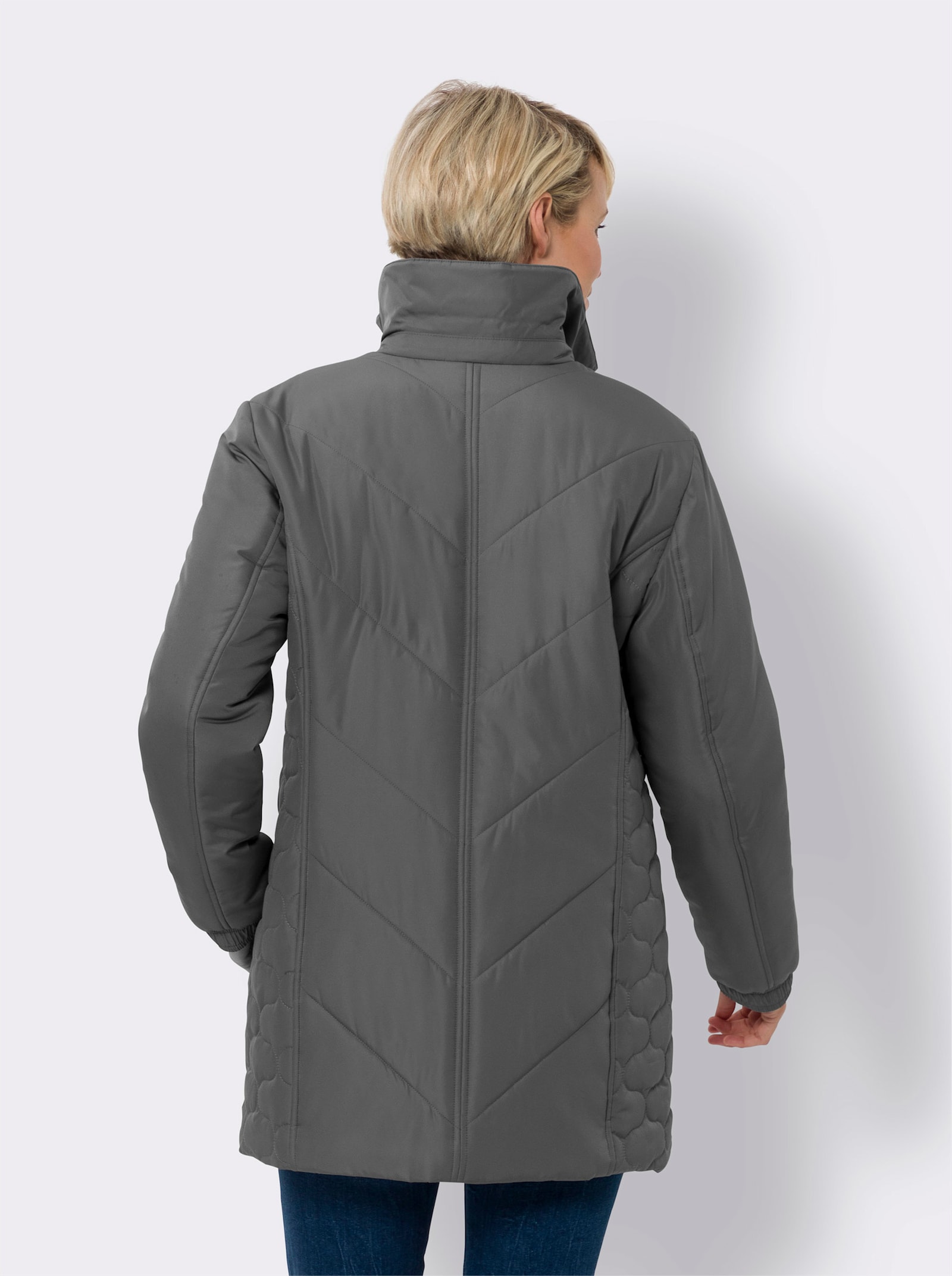 Steppjacke mit elastischem Ärmelabschluss - anthrazit