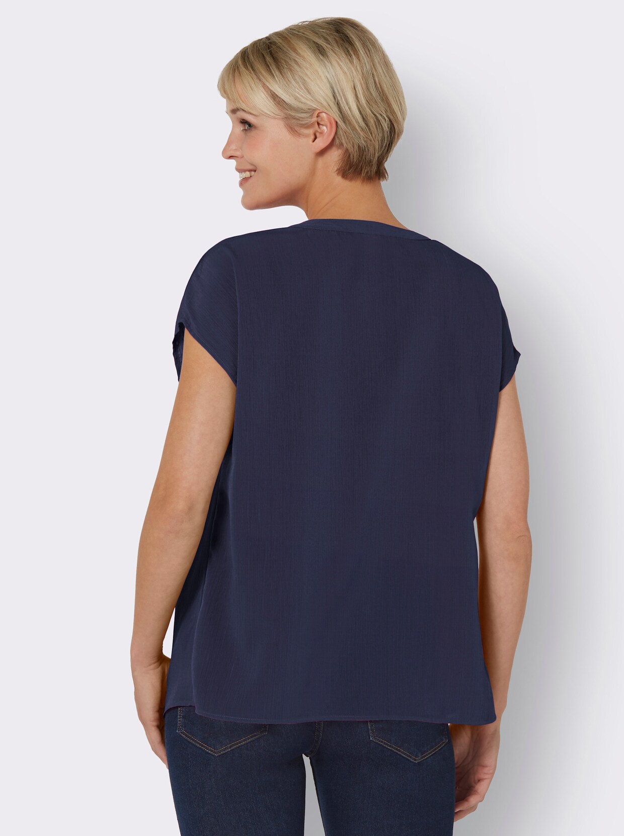 Comfortabele blouse - nachtblauw