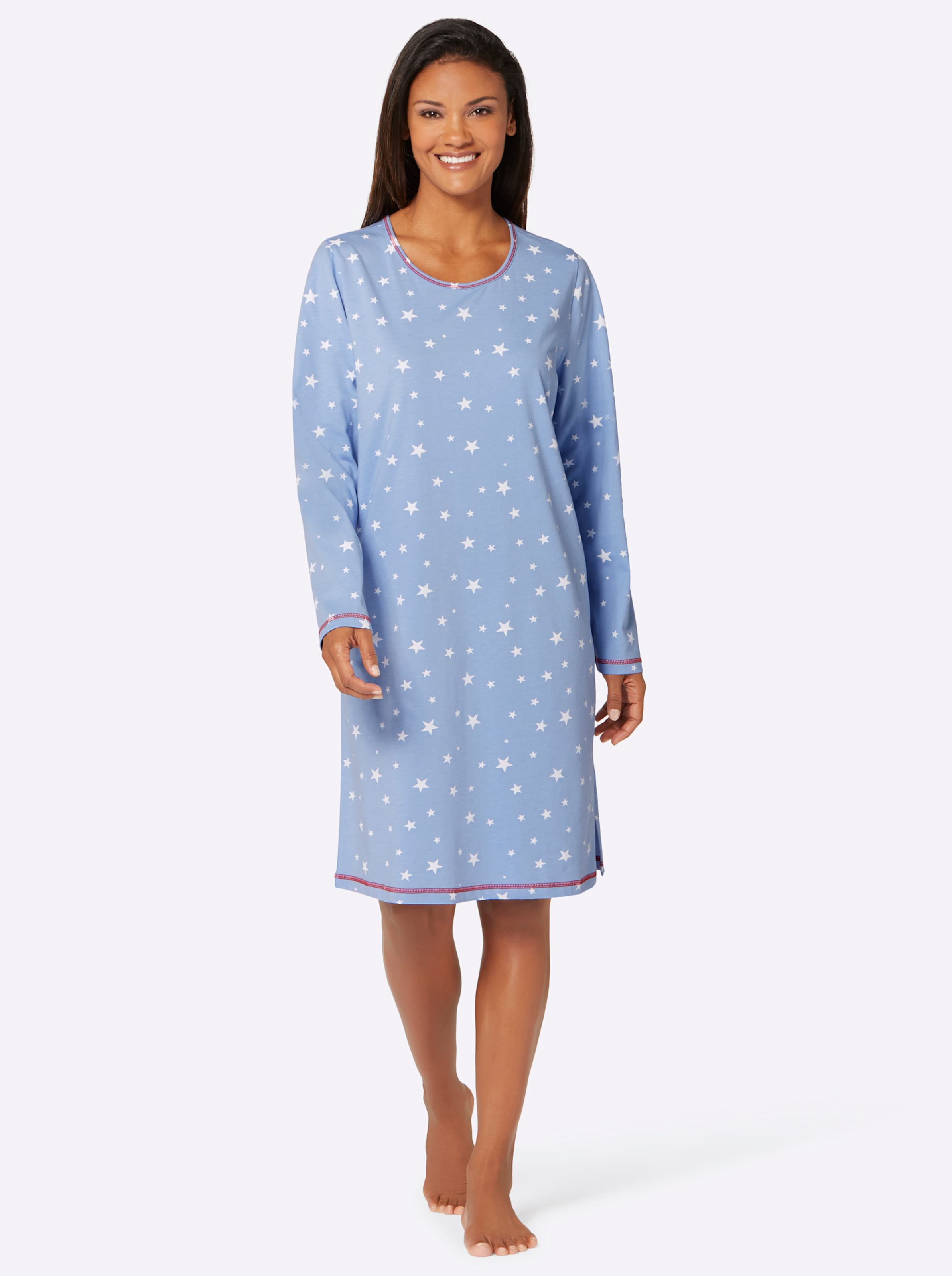 Slaapshirts blauw geprint + blauw, foto 3