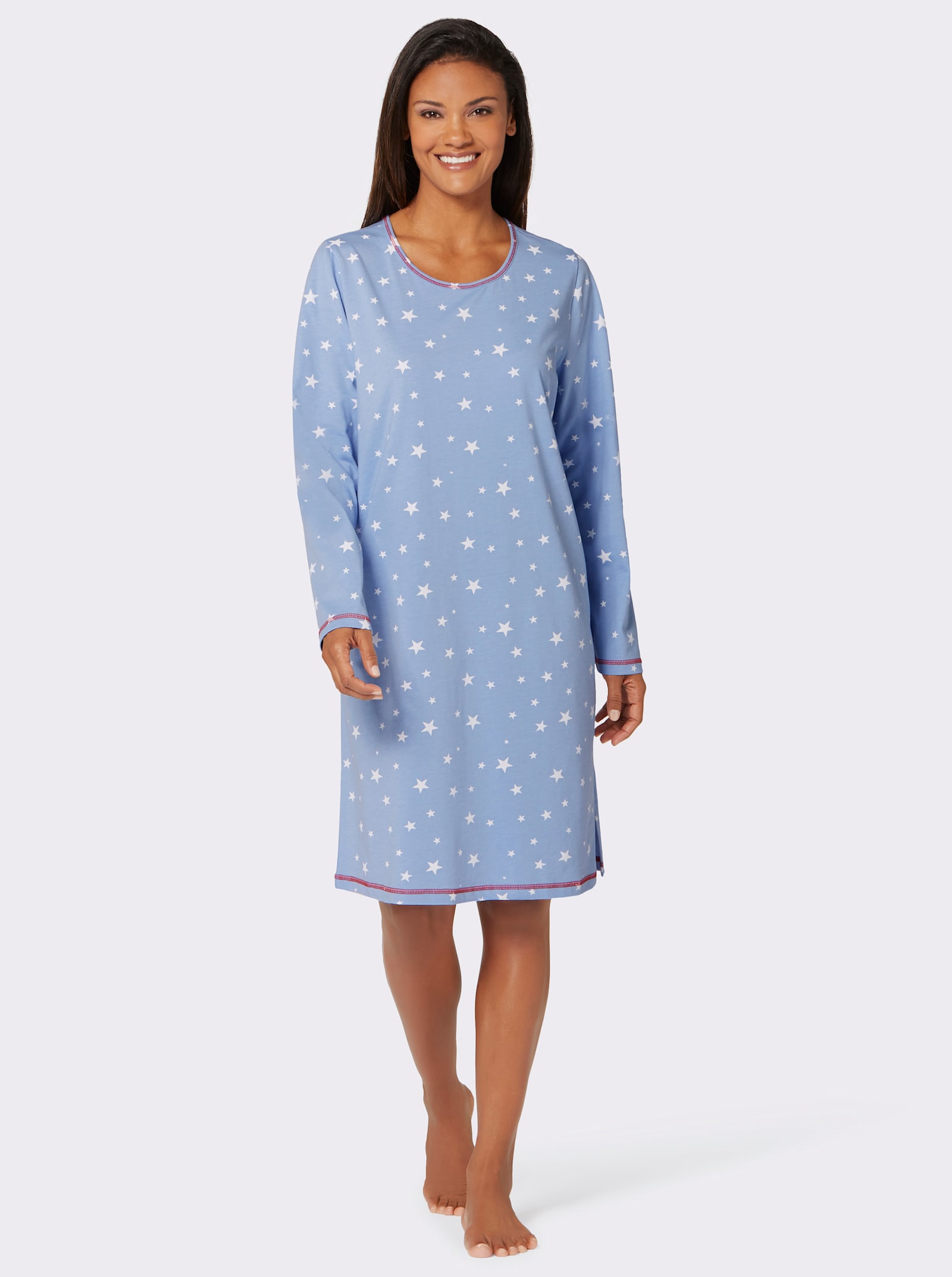 wäschepur Sleepshirts mit Sternchen-Motiven - blau-bedruckt + blau