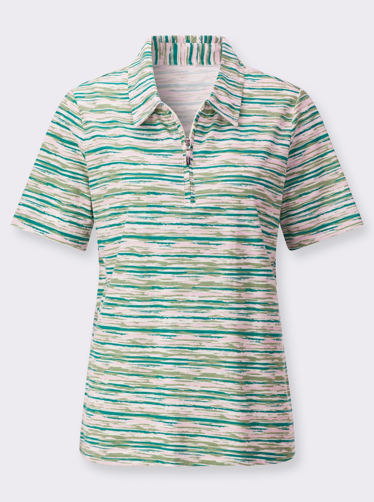Poloshirt - eucalyptus-hellrosé-bedruckt