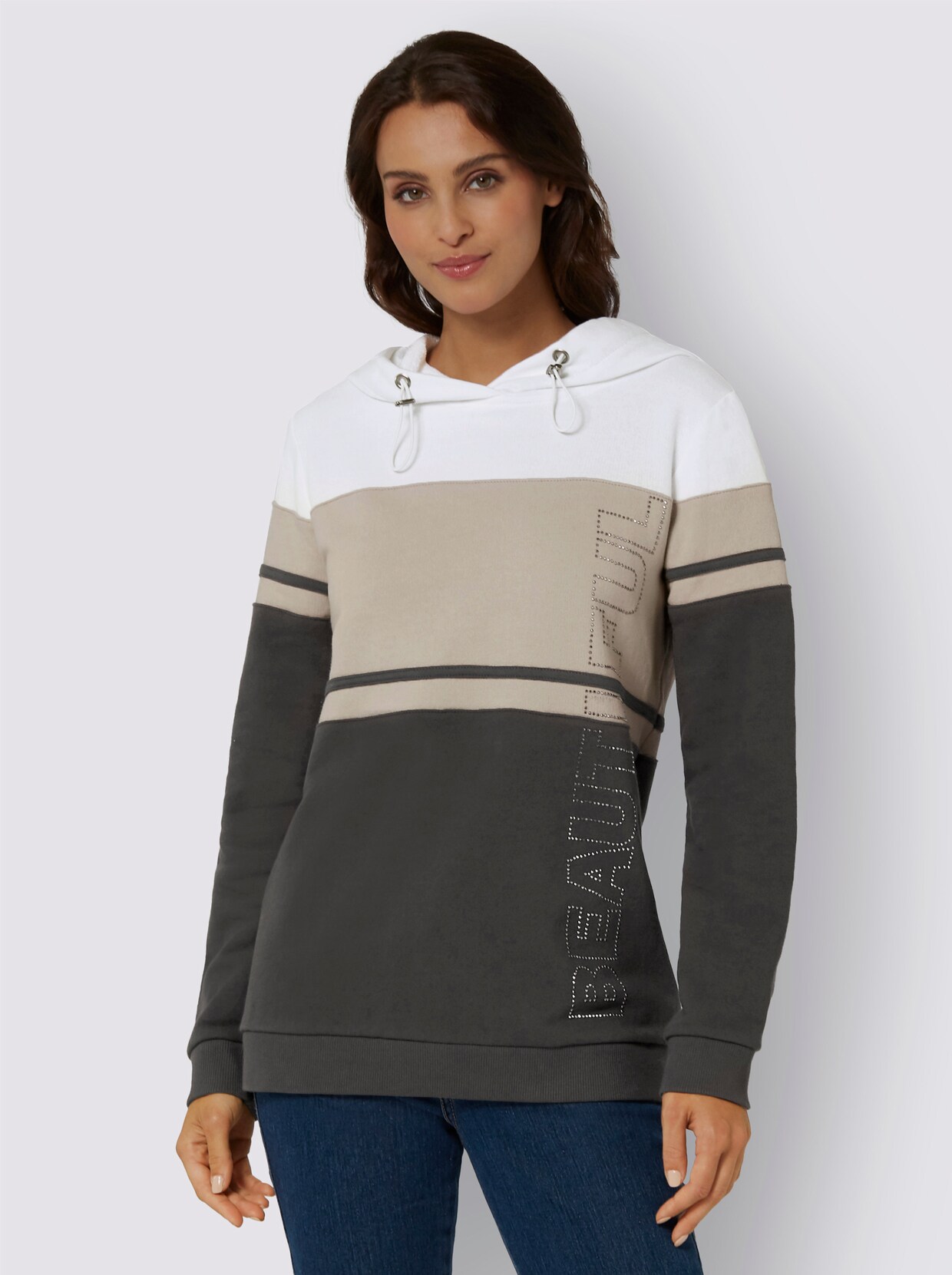 Kapuzenshirt - graphit-ecru