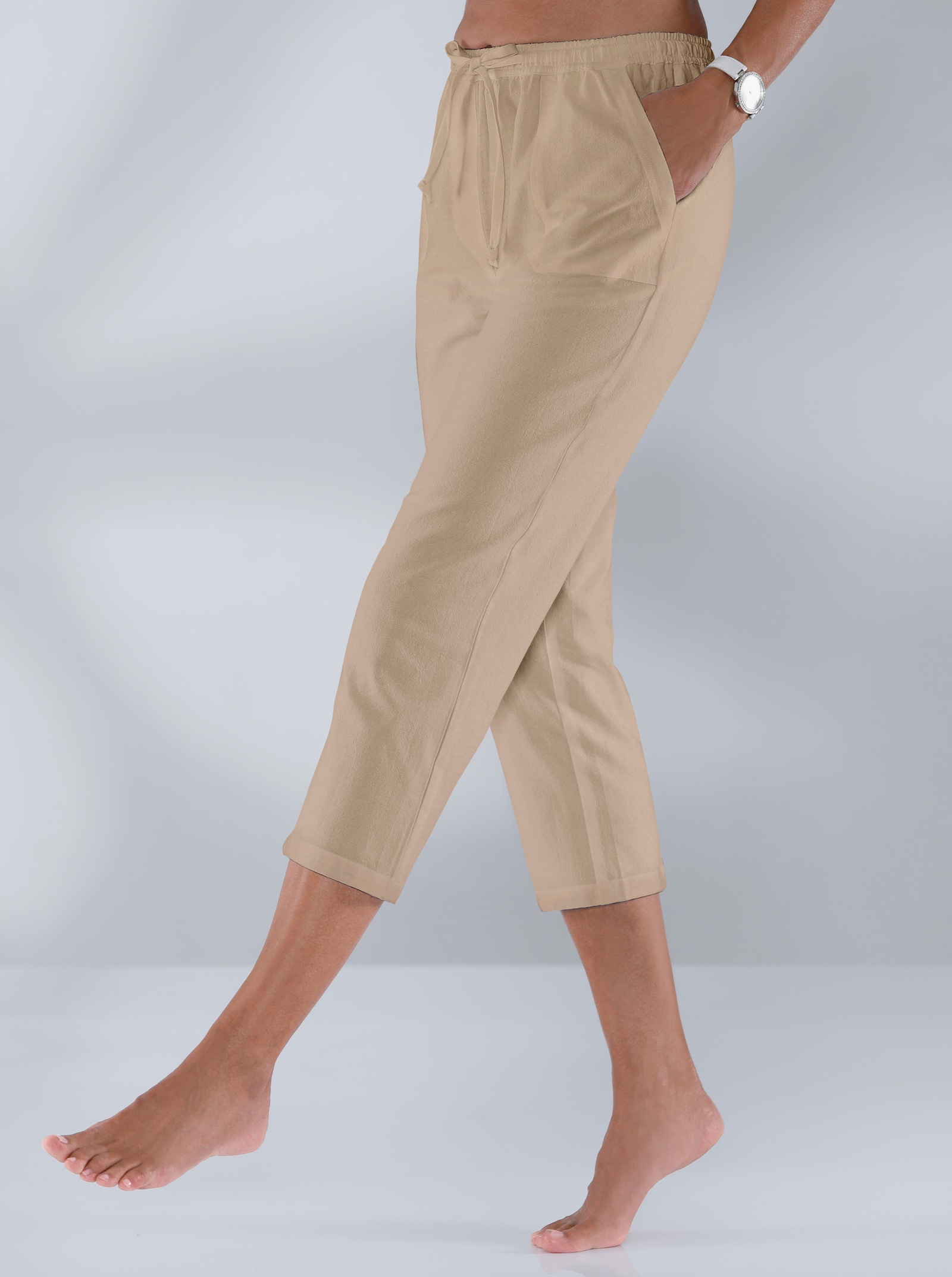 Schlupfhose aus bügelarmer Strukturware - beige