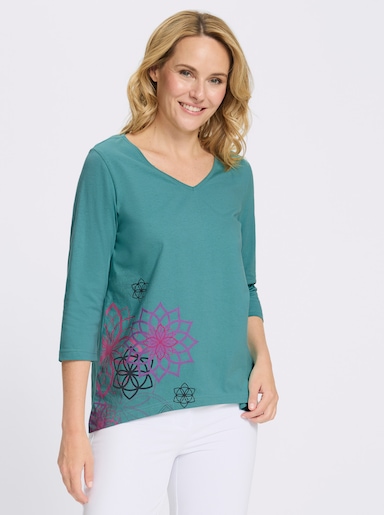 Tunikashirt mit zipfeligem Saum - ozean-magenta