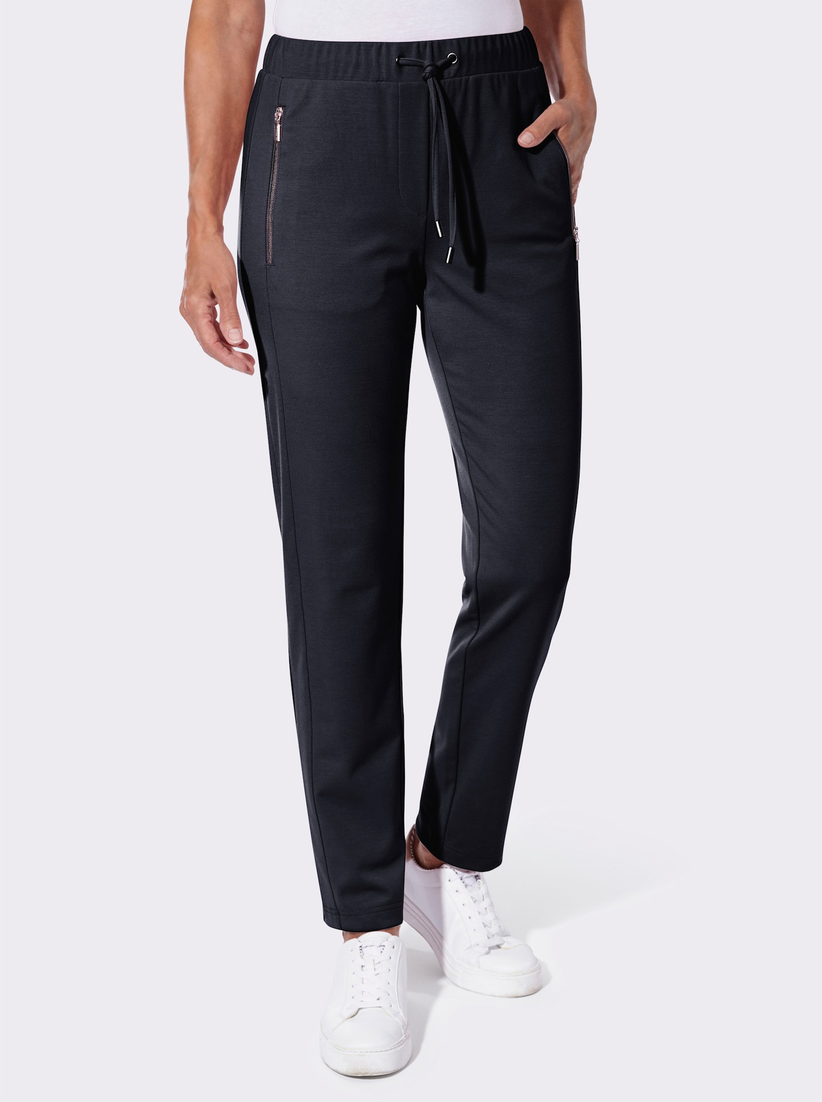 Jerseyhose mit Reissverschluss-Taschen - marine