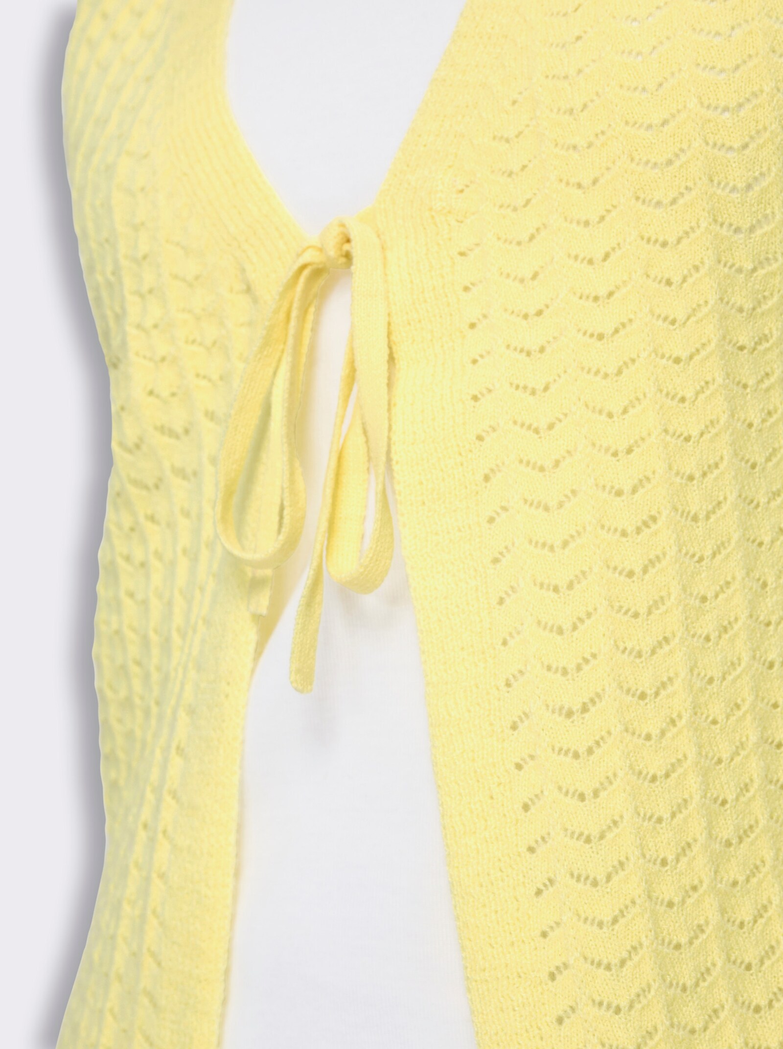 Strickweste mit Bindeband - zitrone