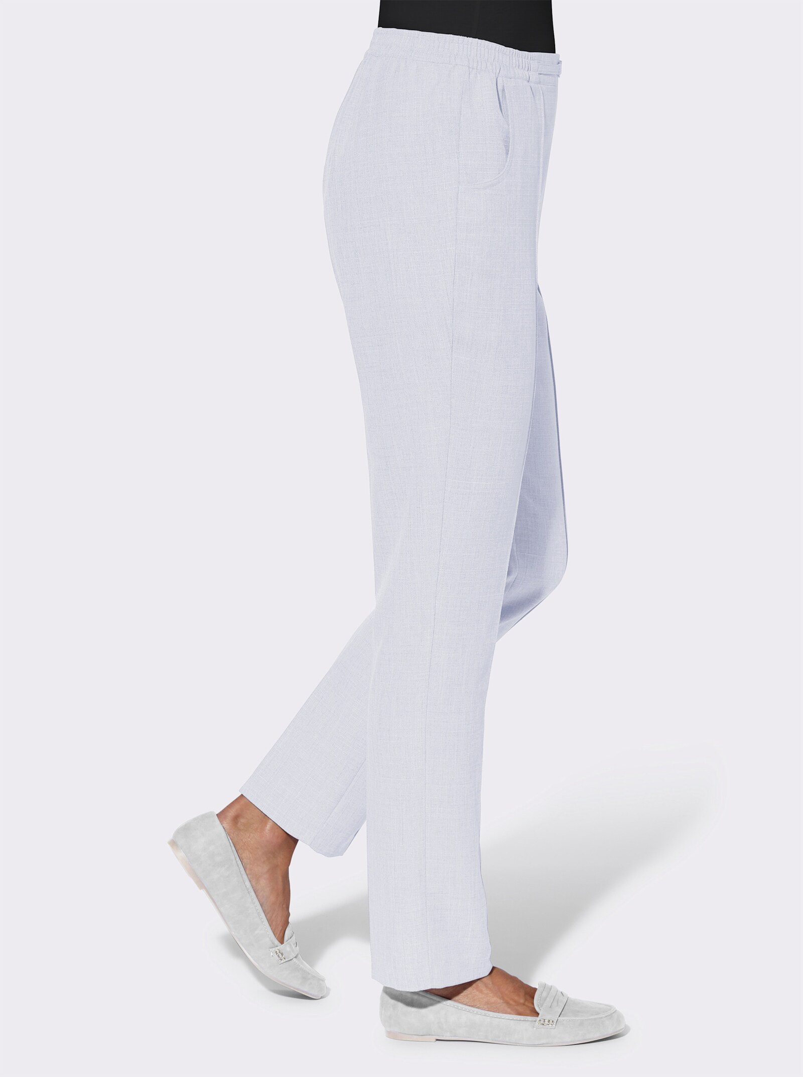 Comfortbroek met siergesp - ecru