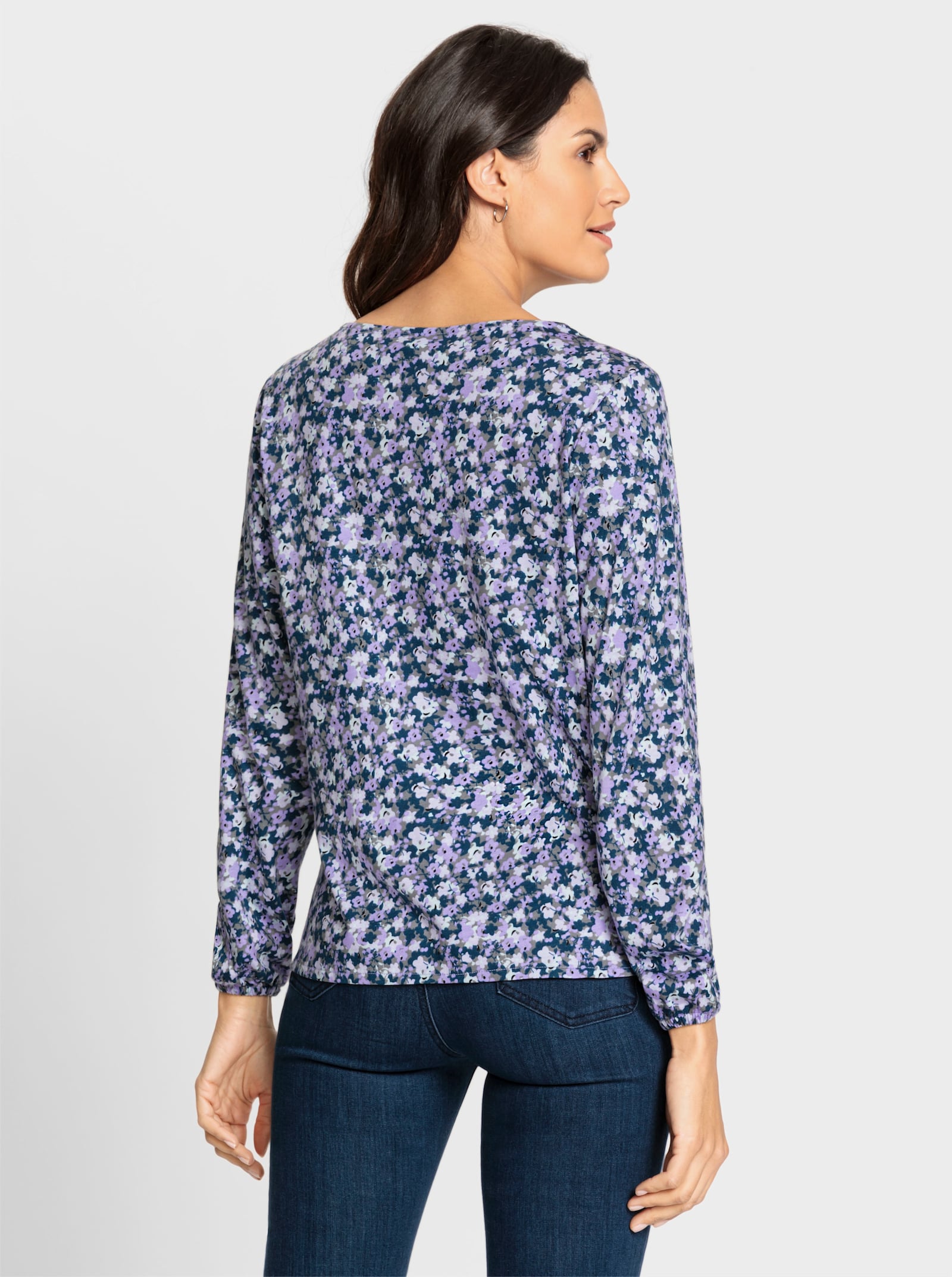Print-Shirt mit Raffung - flieder-lavendel-bedruckt