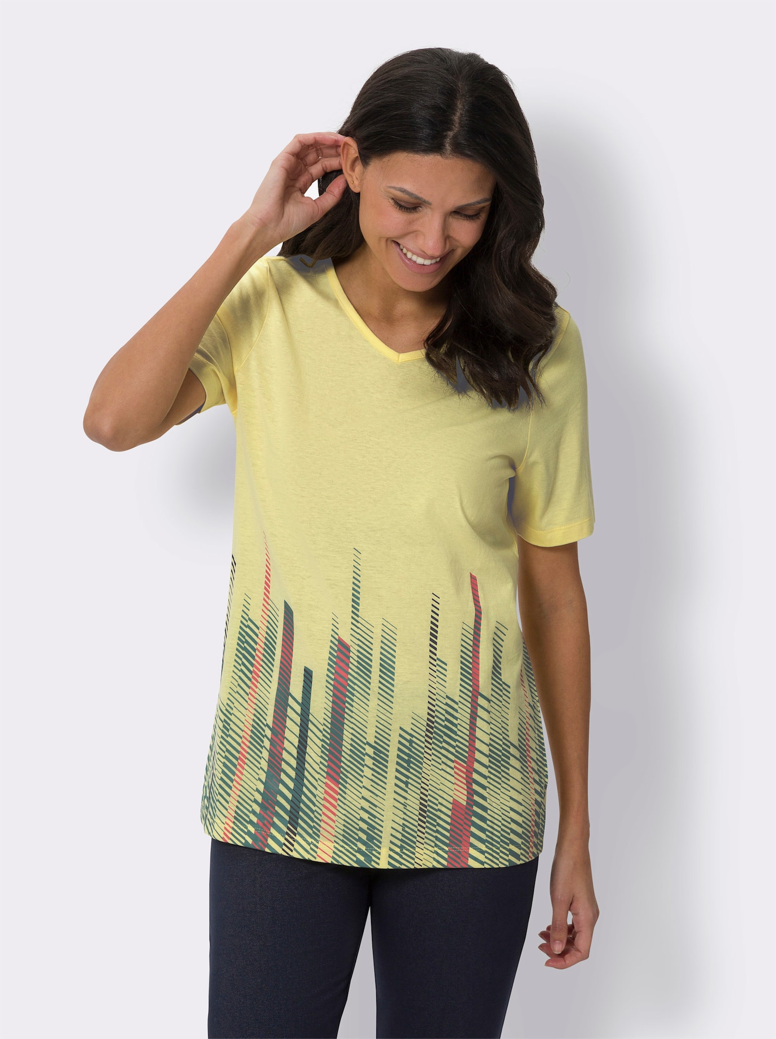 Longshirt mit V-Ausschnitt - zitrone