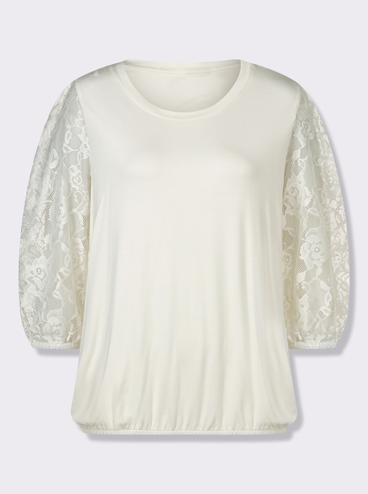 Spitzenshirt mit dezenter Raffung - champagner