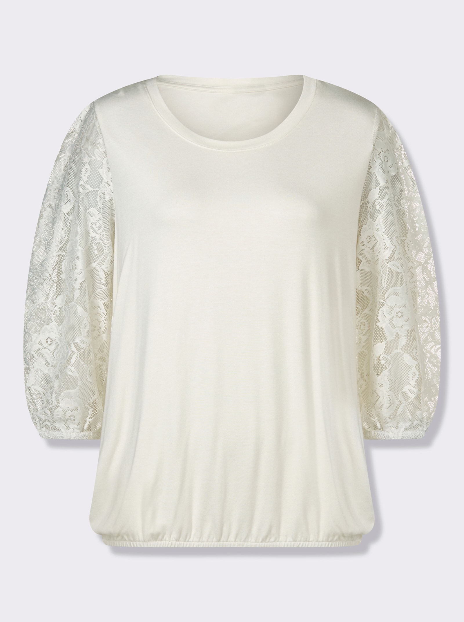 Spitzenshirt mit dezenter Raffung - champagner