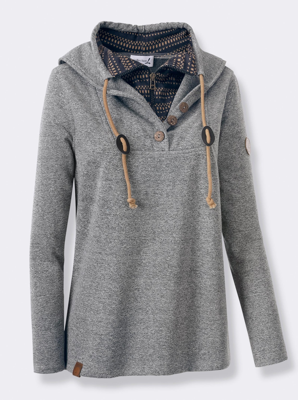 Sweatshirt - schwarz-weiß-meliert