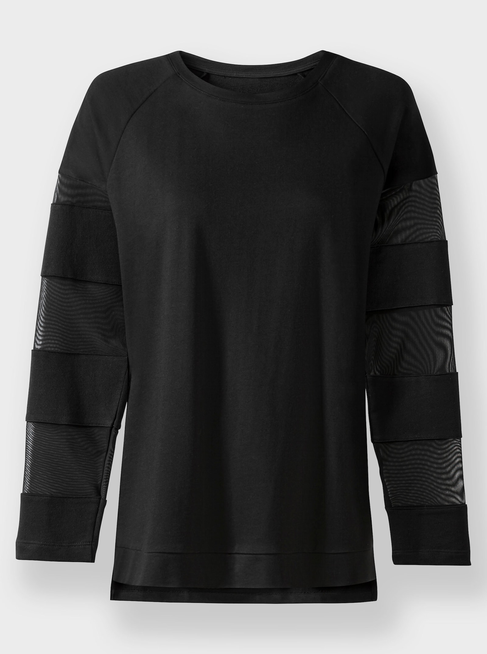 heine Sweatshirt mit transparenten Mesh-Einsätzen - schwarz