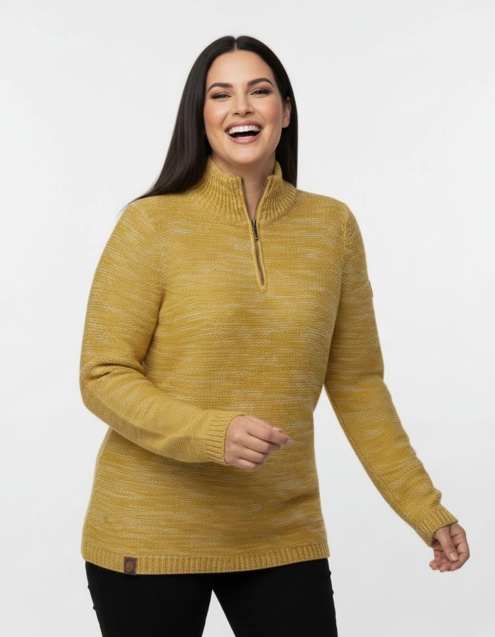 Troyer mit gerippten Abschlüssen - ocker-meliert