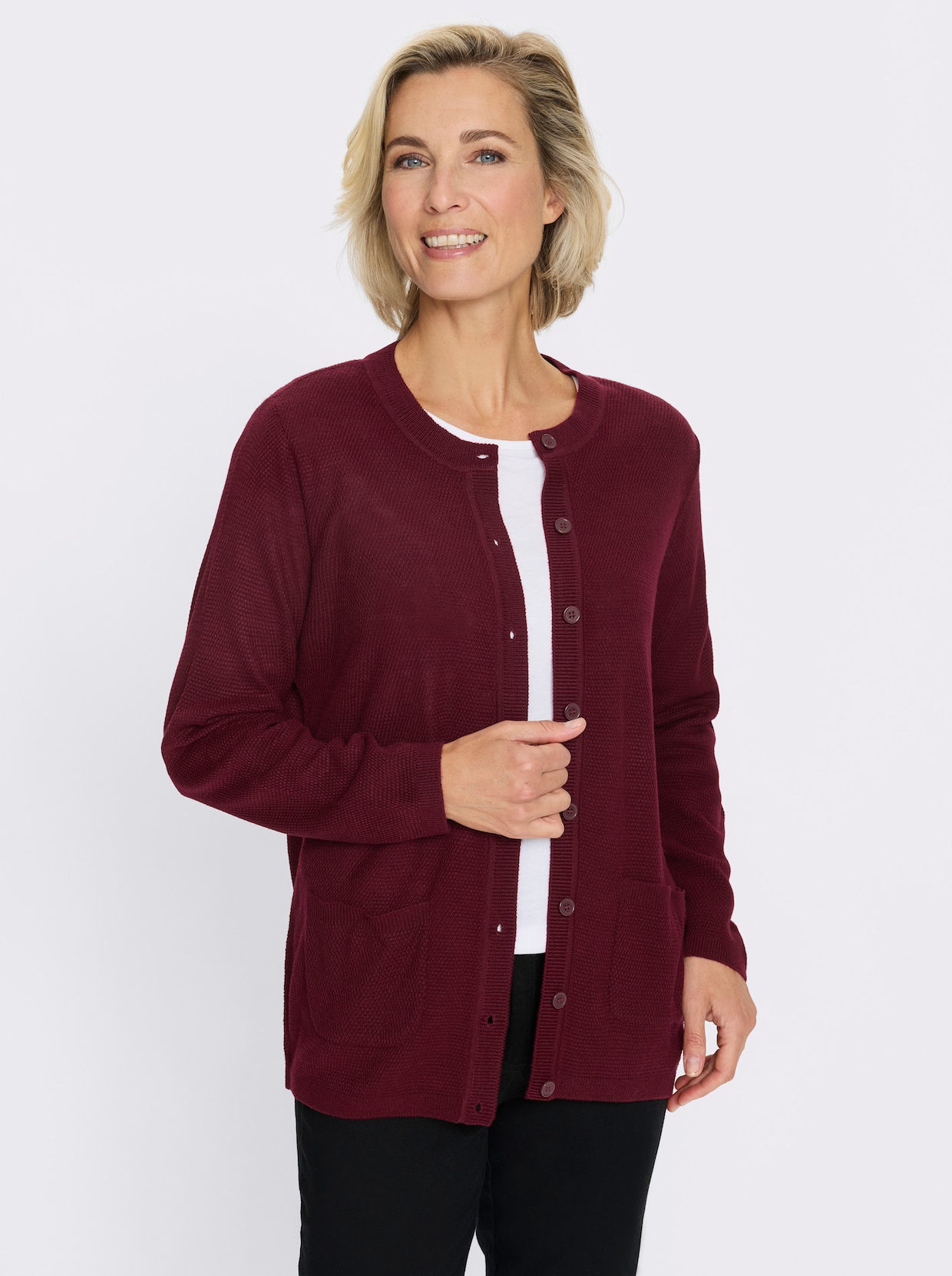 Vest met structuurpatroon - donkerrood