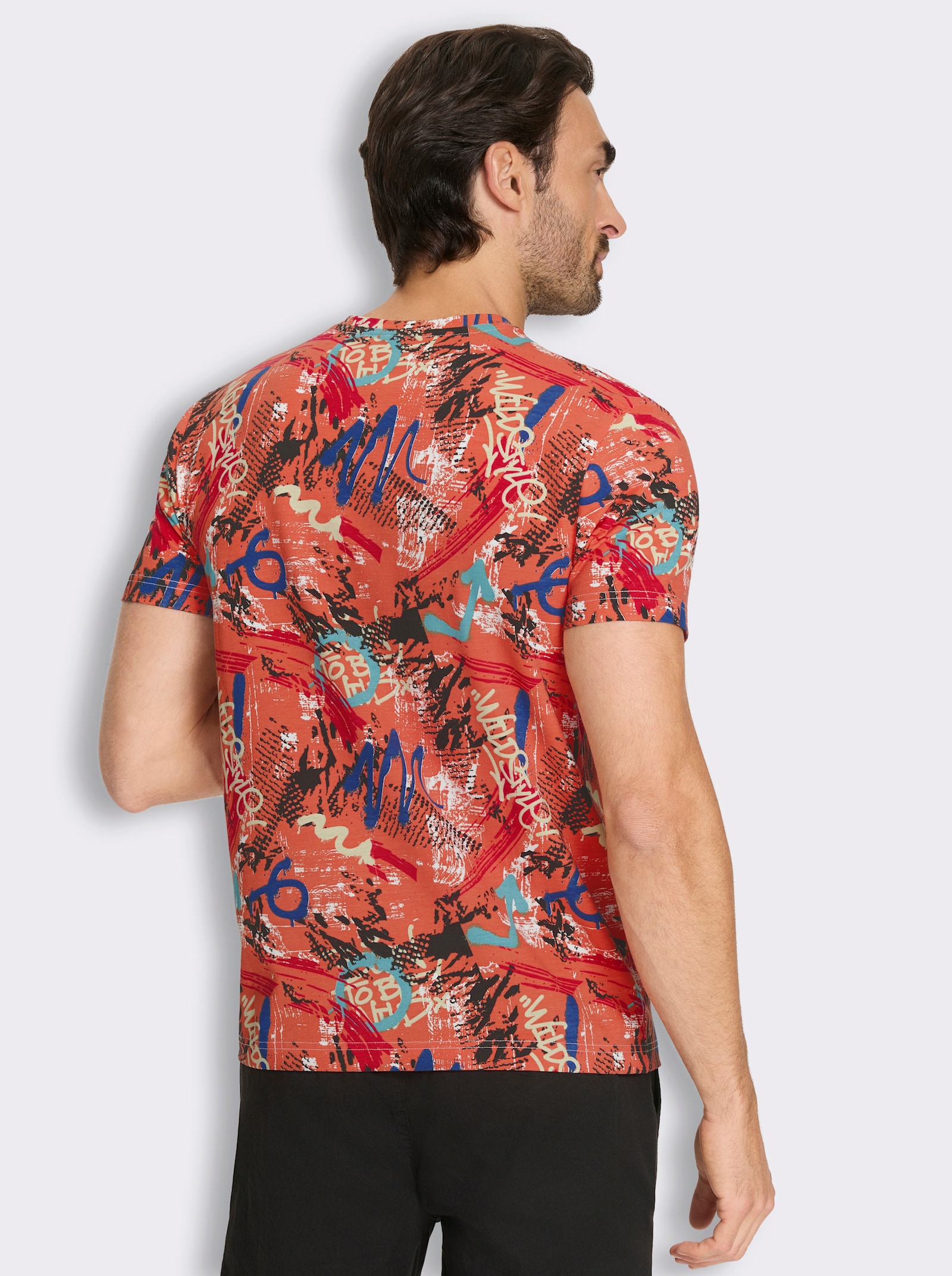 Marco Donati Kurzarmshirt mit Allover-Print - orange-bedruckt