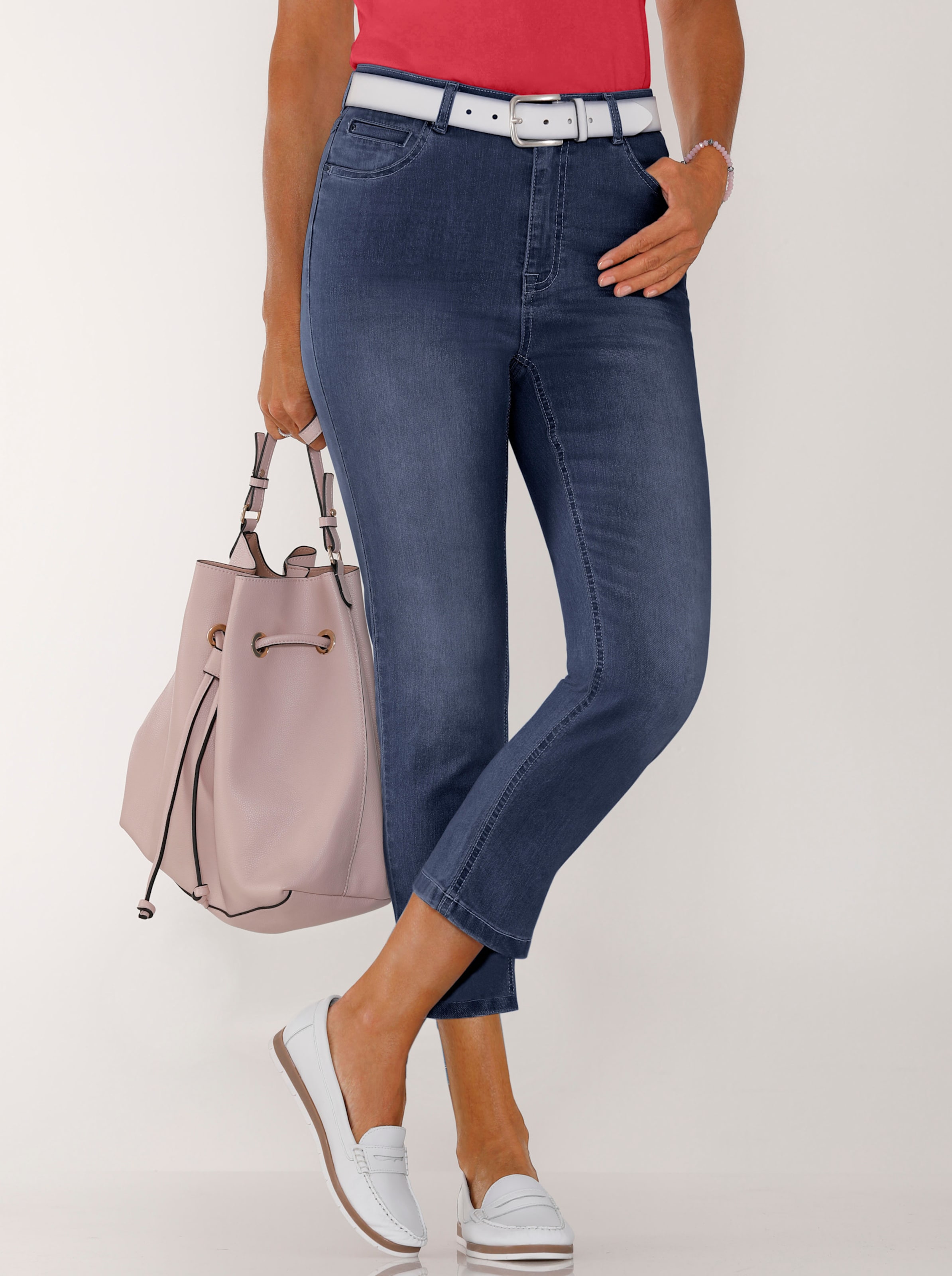 Witt Damen 7/8-Jeans mit Stretch-Anteil, blue-stone-washed