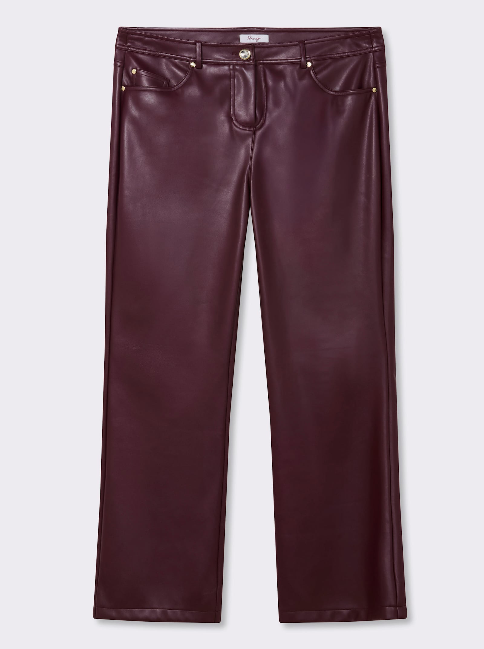 sheego Lederimitathose mit Formbund, in Bootcut-Form - burgund