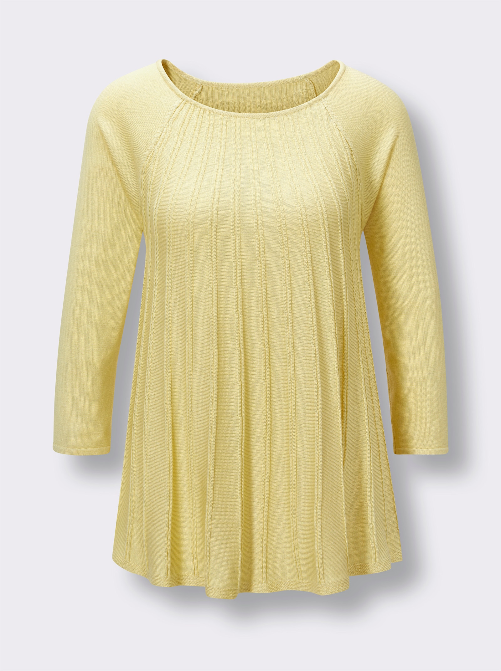 CREATION L PREMIUM 3/4 Arm-Pullover in Plissee-Optik - zitrone