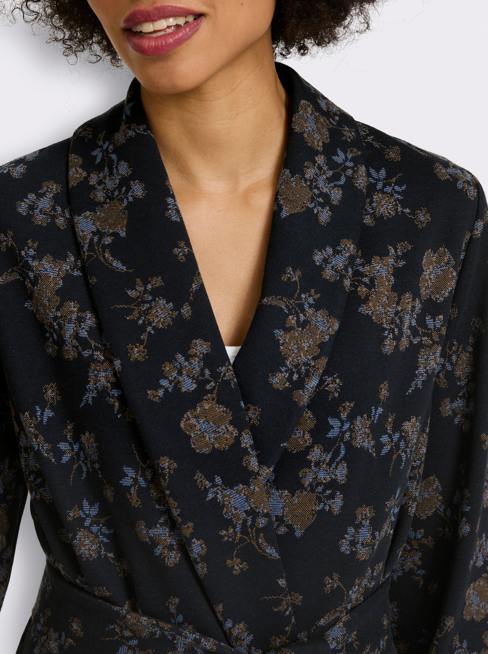 heine Shirtjacke mit Glanzgarn - marine-schoko-gemustert