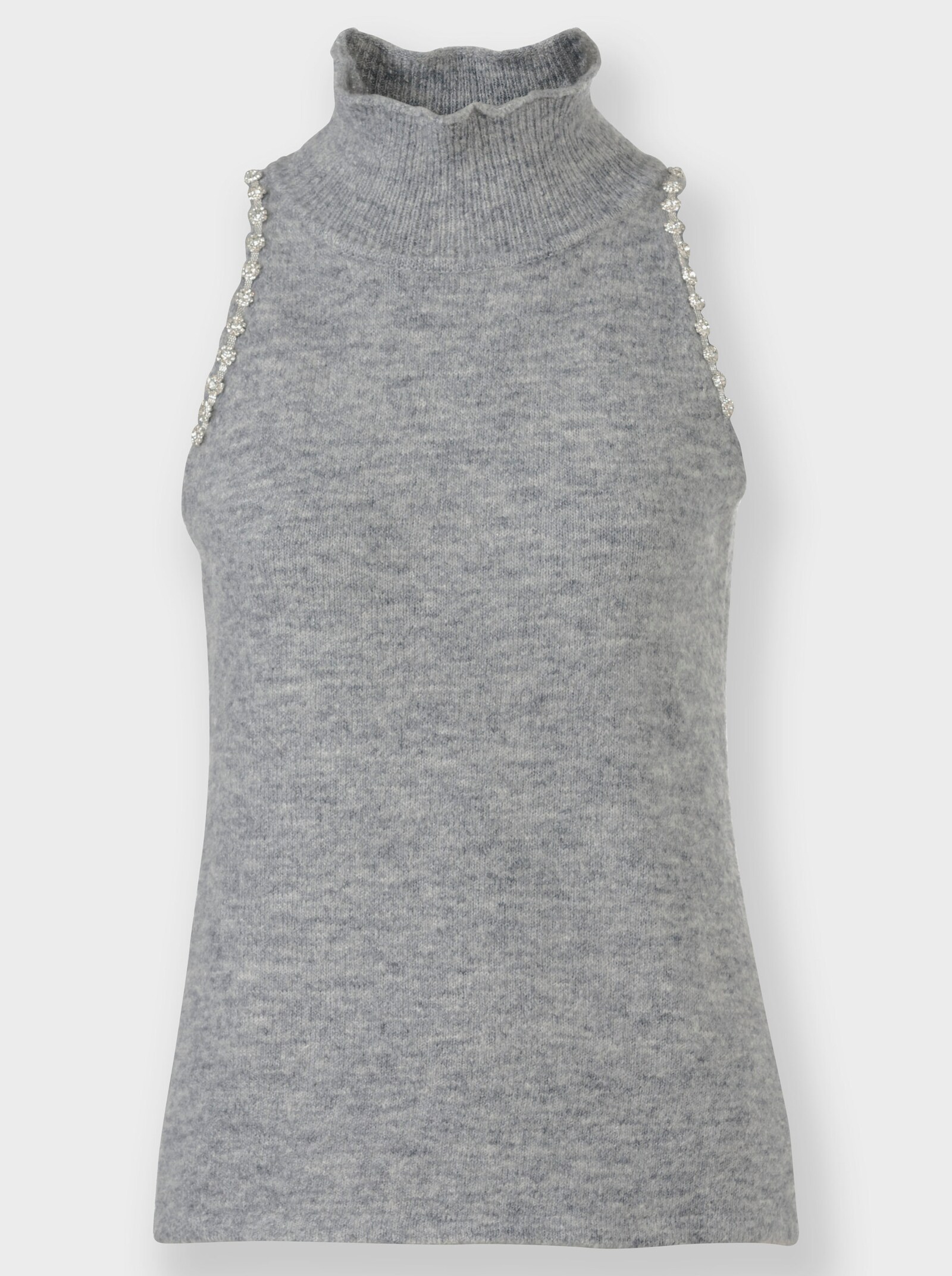 heine Stricktop mit Schmucksteinchen - grau-meliert