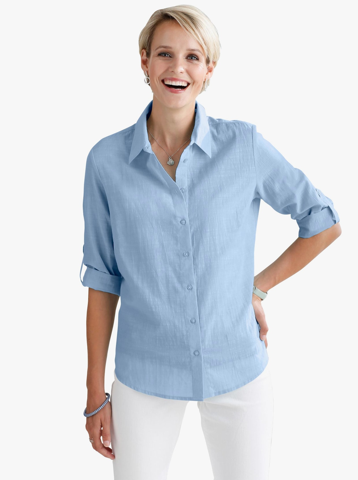 Klassieke blouse - ijsblauw
