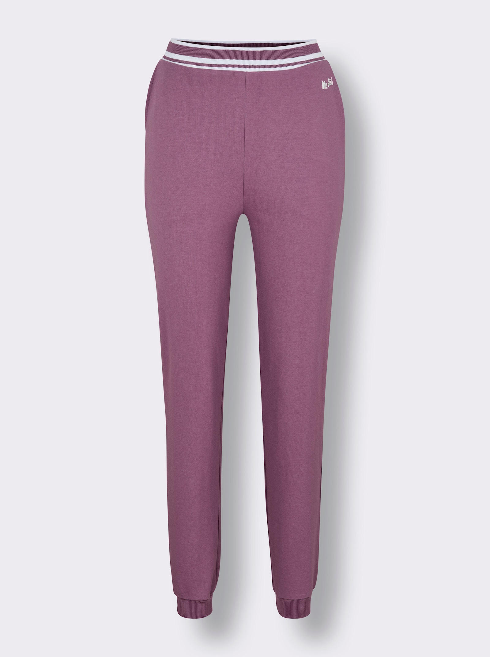 feel good Dehnbund-Hose aus Sweatware - violett-weiß