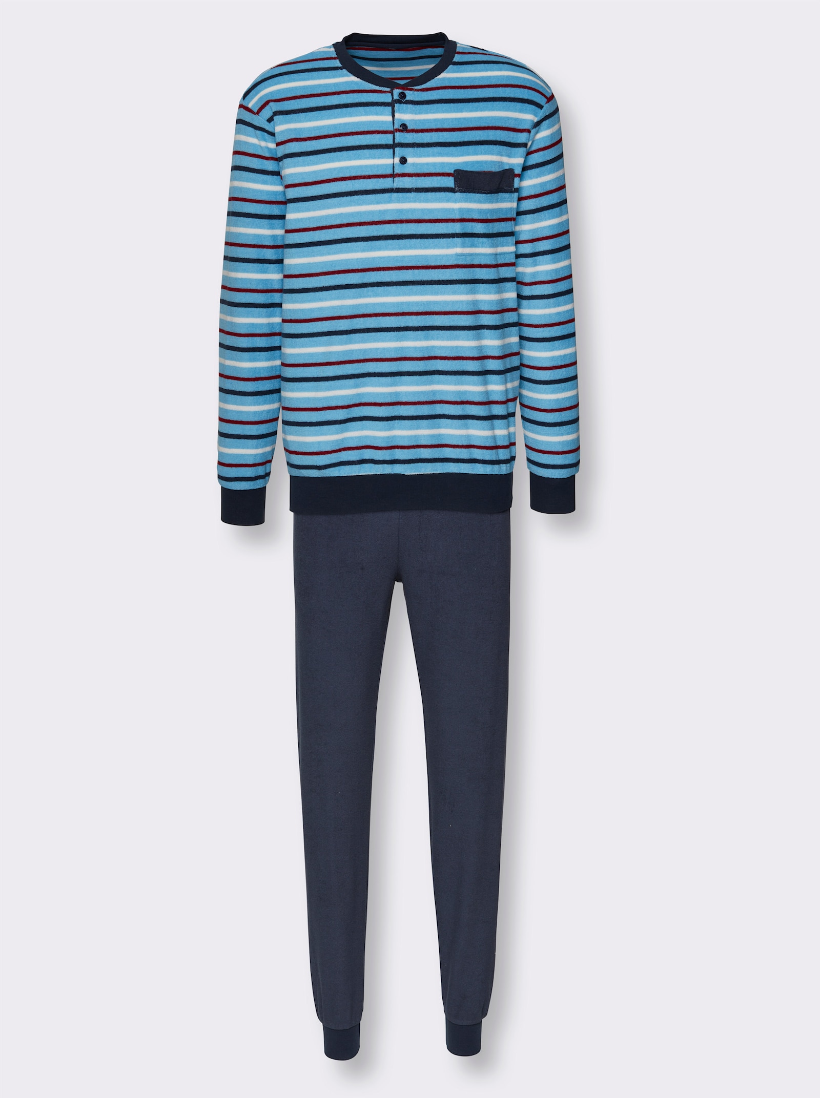 KINGsCLUB Schlafanzug - blau-gestreift
