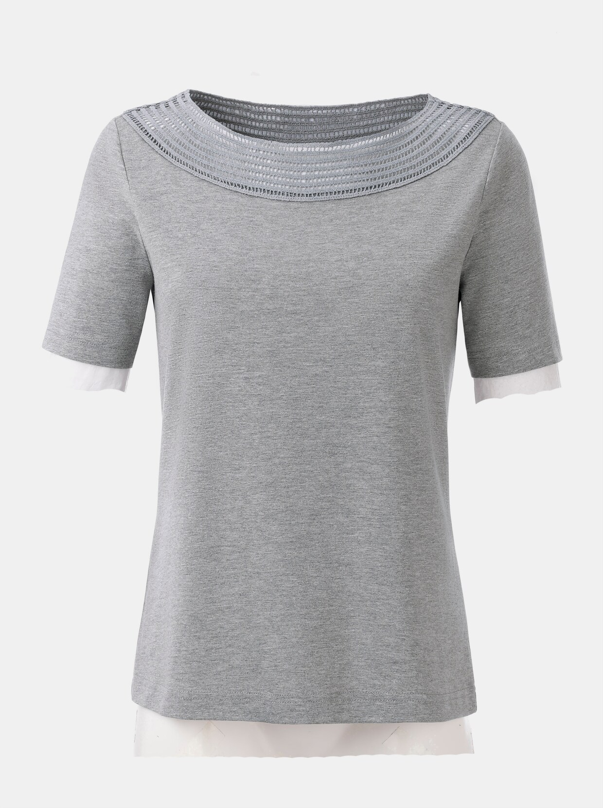 Kurzarmshirt - grau-meliert