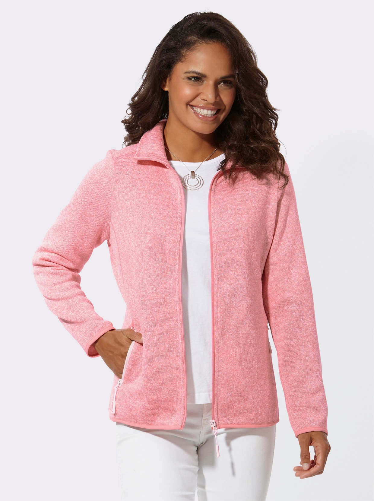 Fleecejacke - flamingo-ecru-meliert