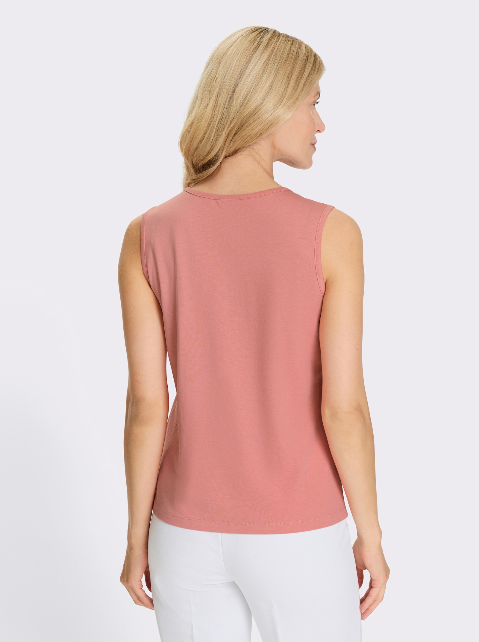Shirttop mit Spitzeneinsatz - flamingo