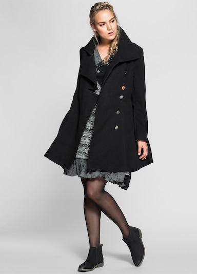 sheego by Joe Browns Kurzmantel in asymmetrischem Schnitt - schwarz