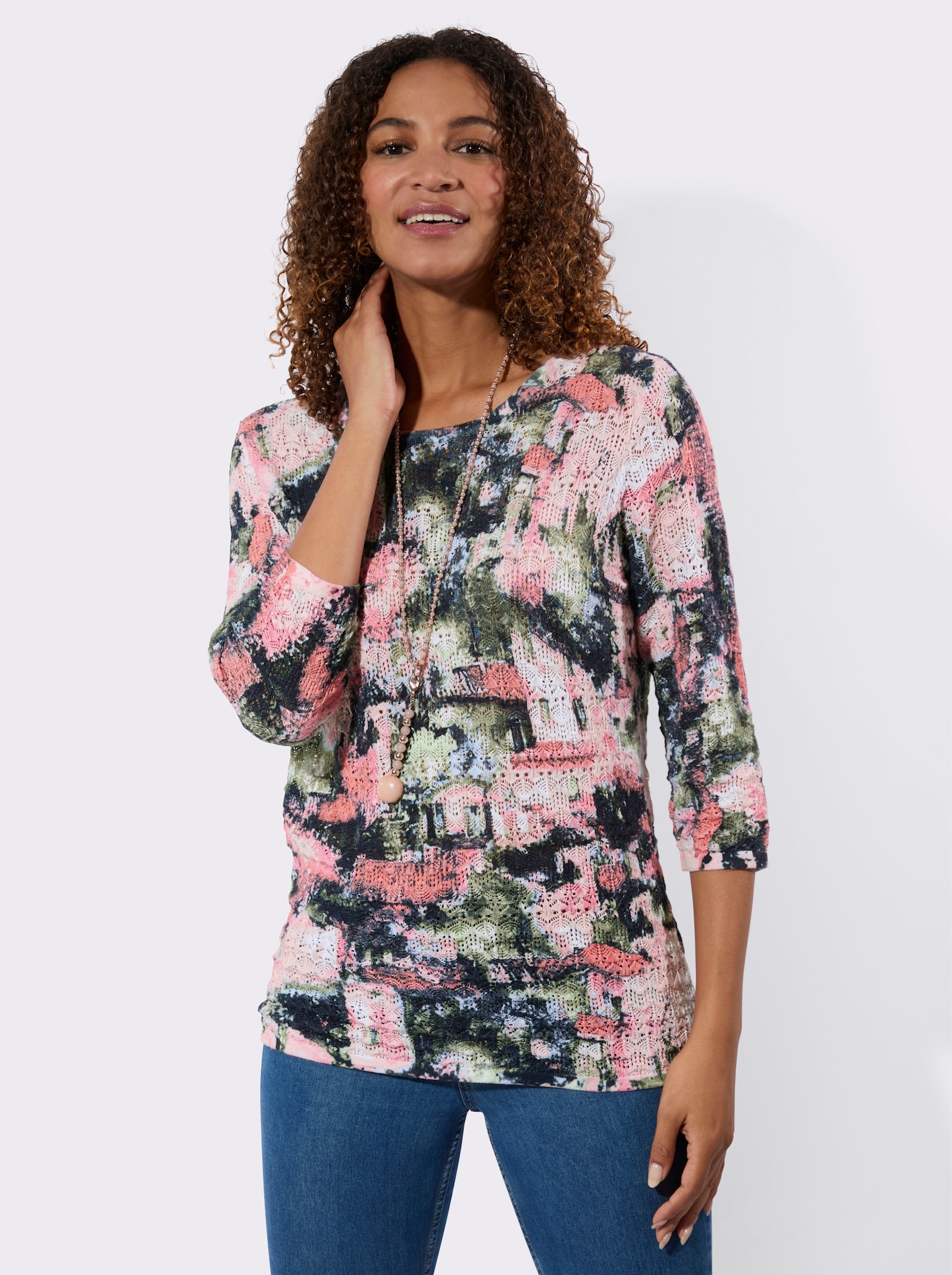 Baumwollpullover - hortensie-bedruckt