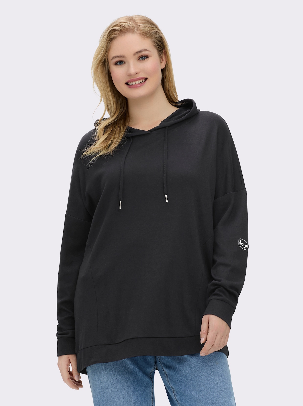 sheego Kapuzensweatshirt - schwarz