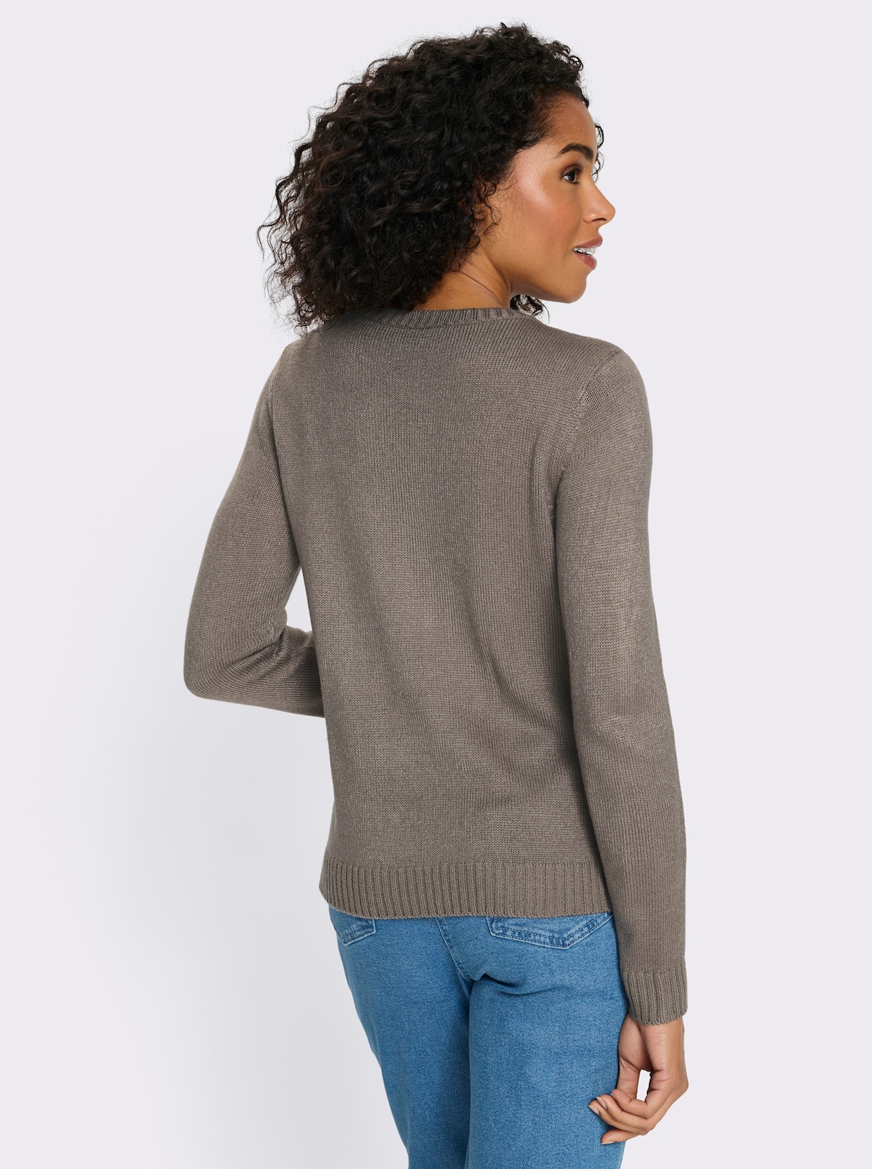 Pullover met lange mouwen en jacquardpatroon - taupe/beige gedessineerd