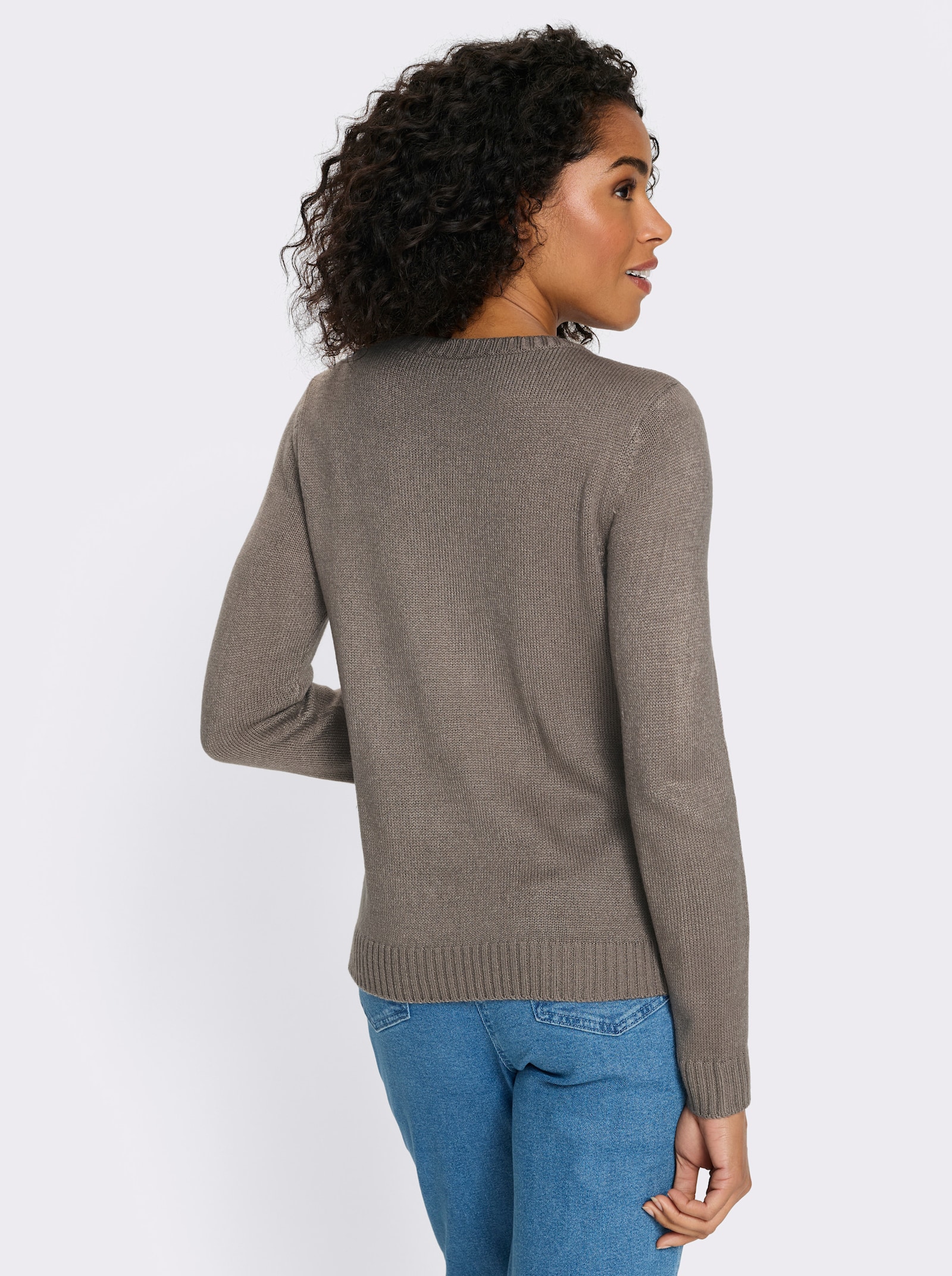 Langarm-Pullover mit Jacquard-Muster - taupe-beige-gemustert