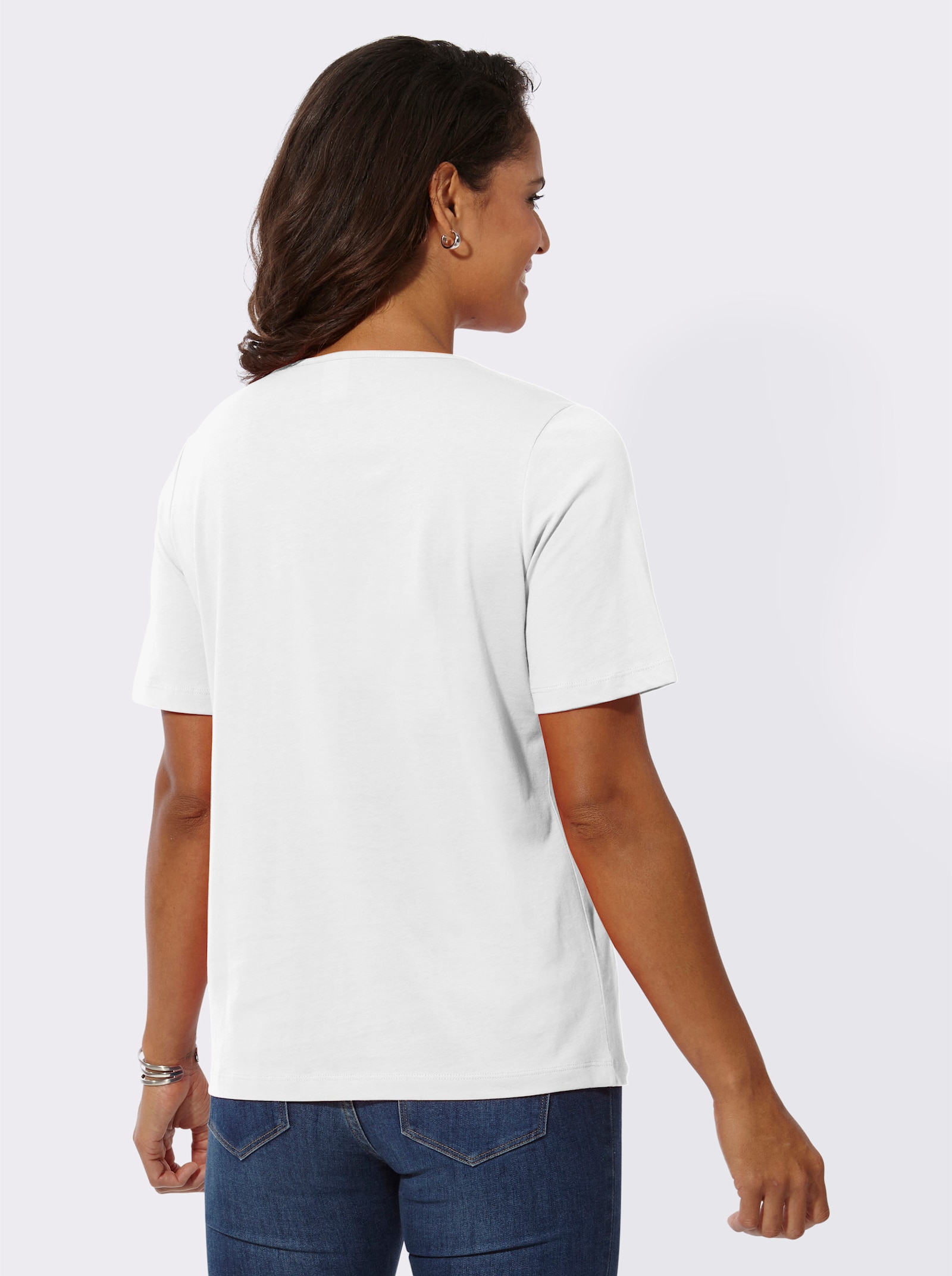 Kurzarmshirt aus reiner Baumwolle - weiß