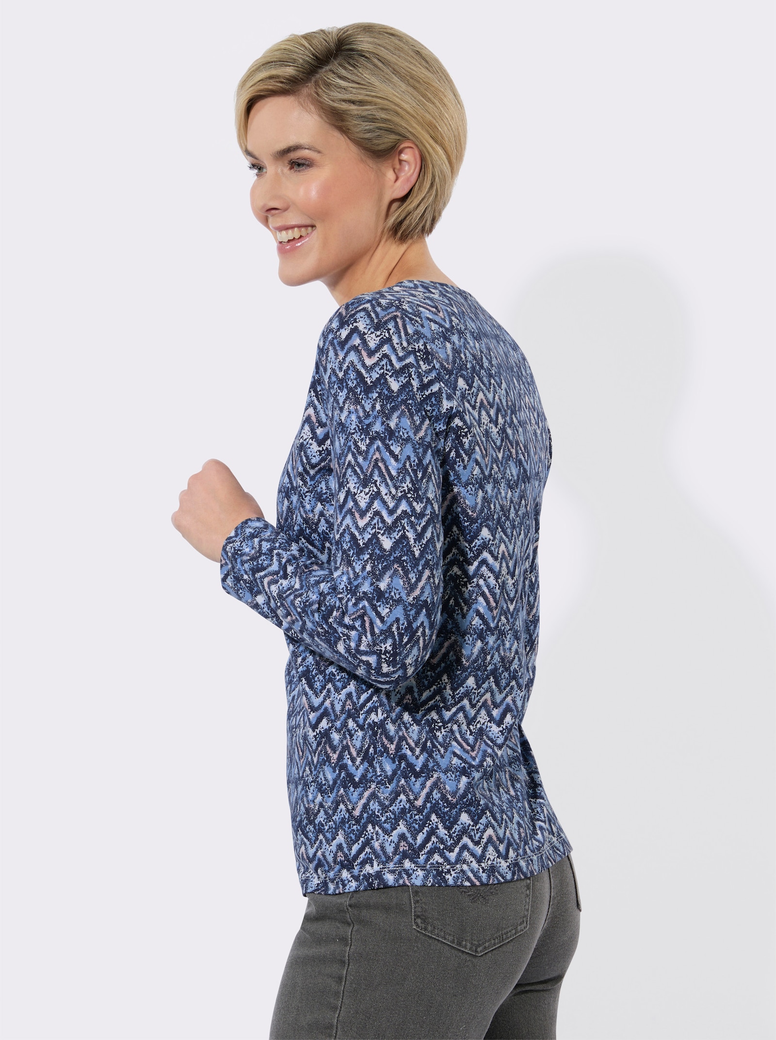 Shirt mit Grafik-Muster - marine-eisblau-bedruckt