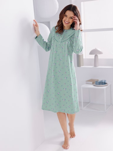 wäschepur Nachthemd mit floralem Muster - kalkmint-rosé-bedruckt