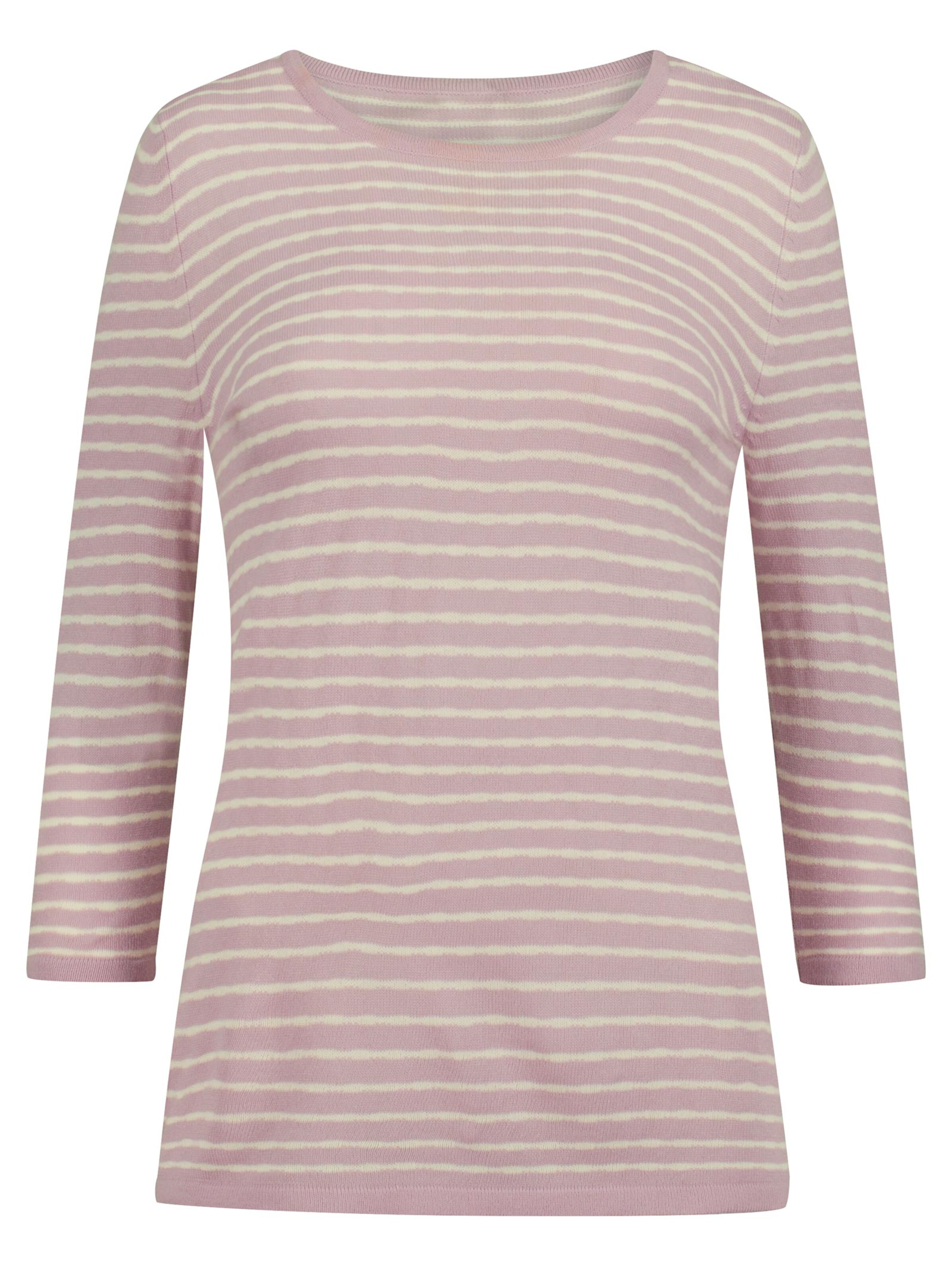 Pullover - mauve-weiß-gestreift