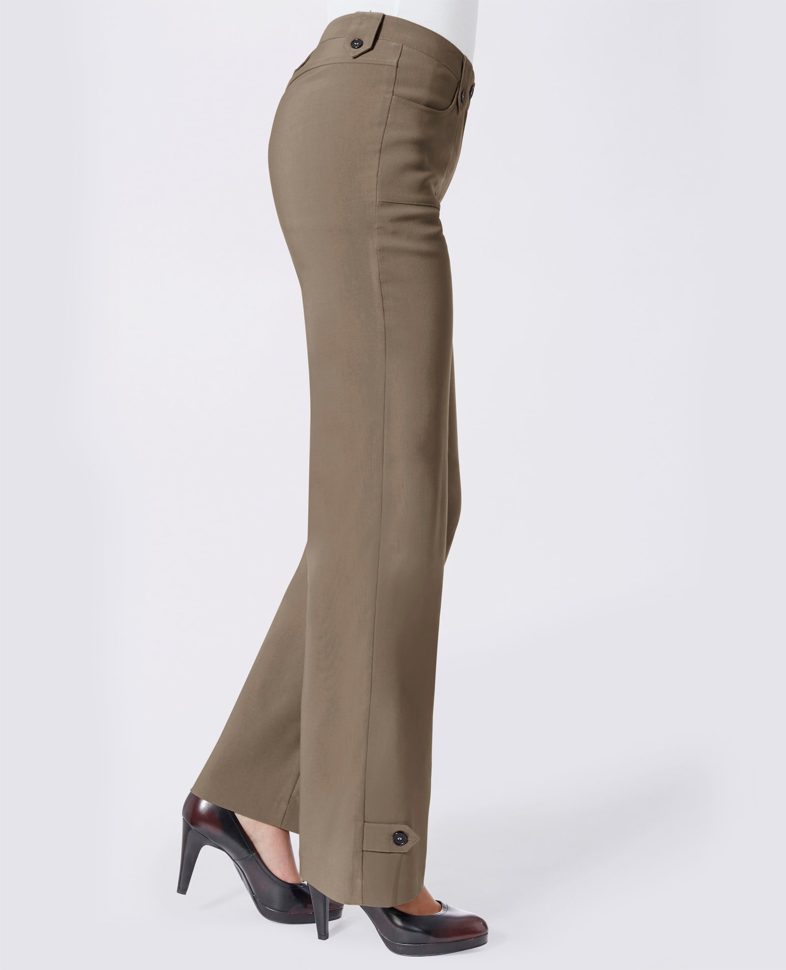 Hose in weiter Form, bügelfreie Koffer-Qualität - taupe