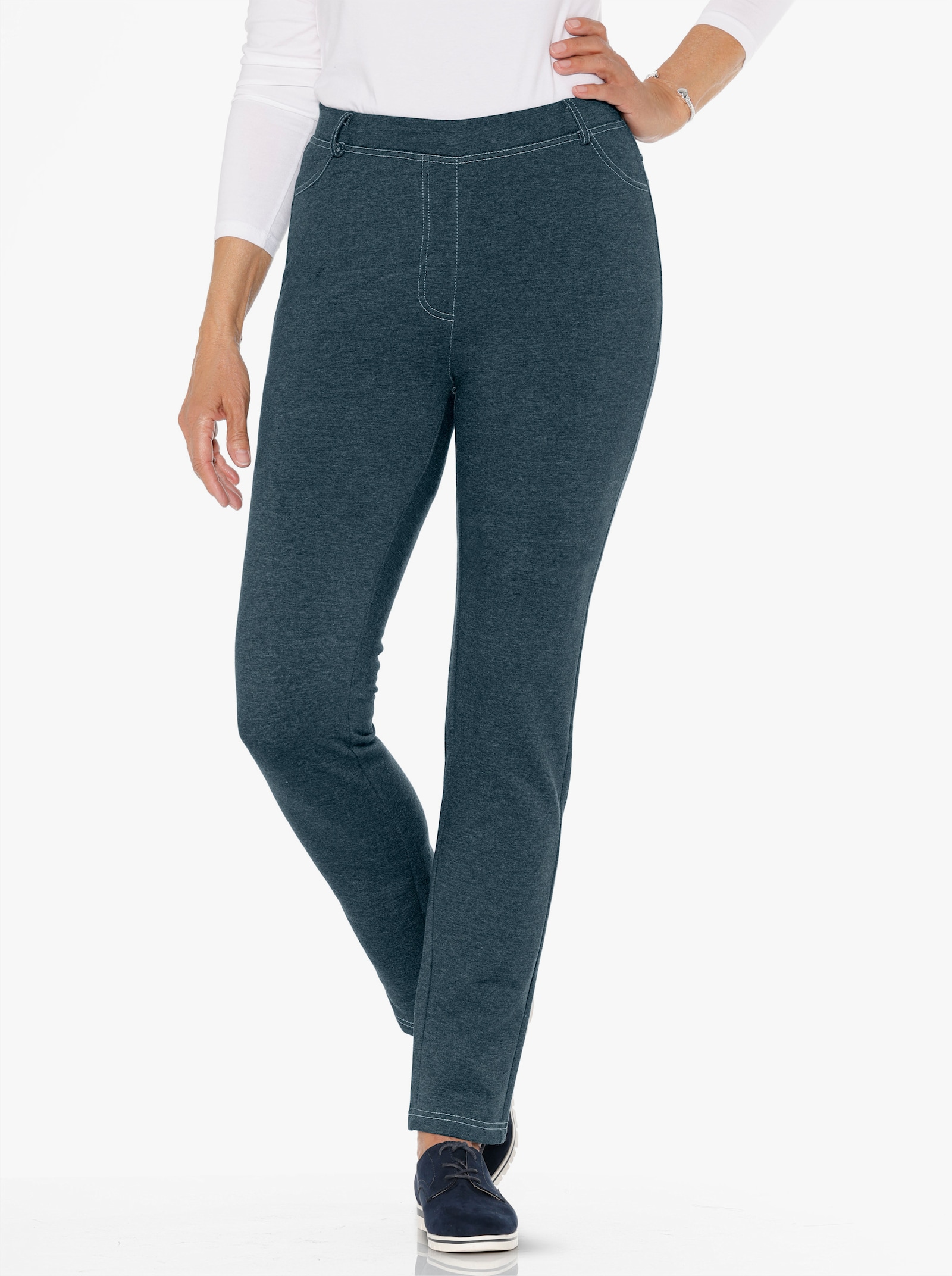 Broek van binnen warm opgeruwd - petrol gemêleerd