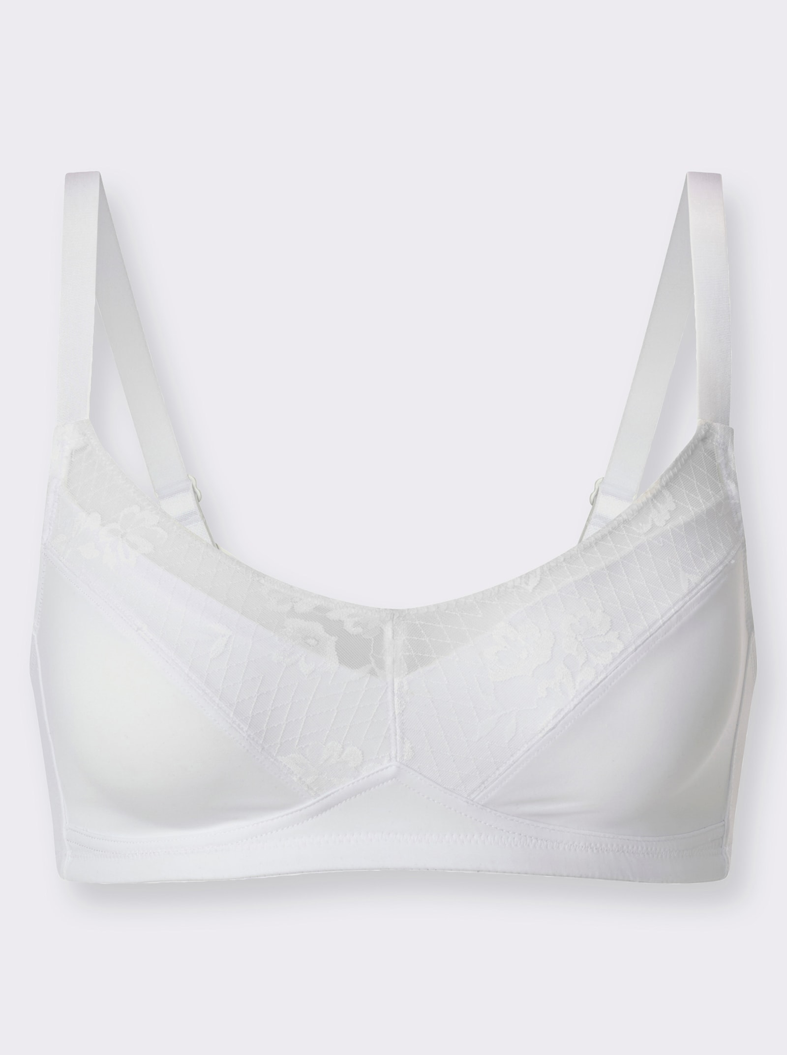 wäschepur BH ohne Bügel mit transparenter Spitze - weiß
