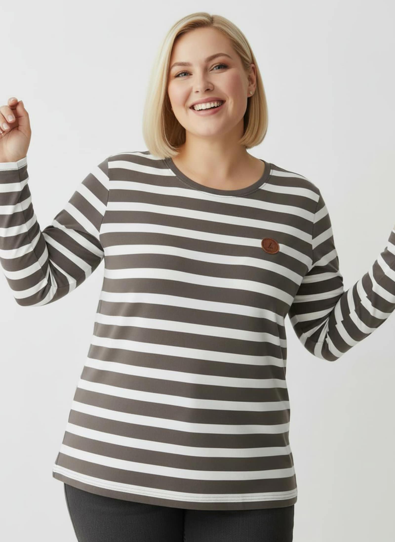 Shirt im Ringelmuster - dunkeltaupe-weiß-geringelt