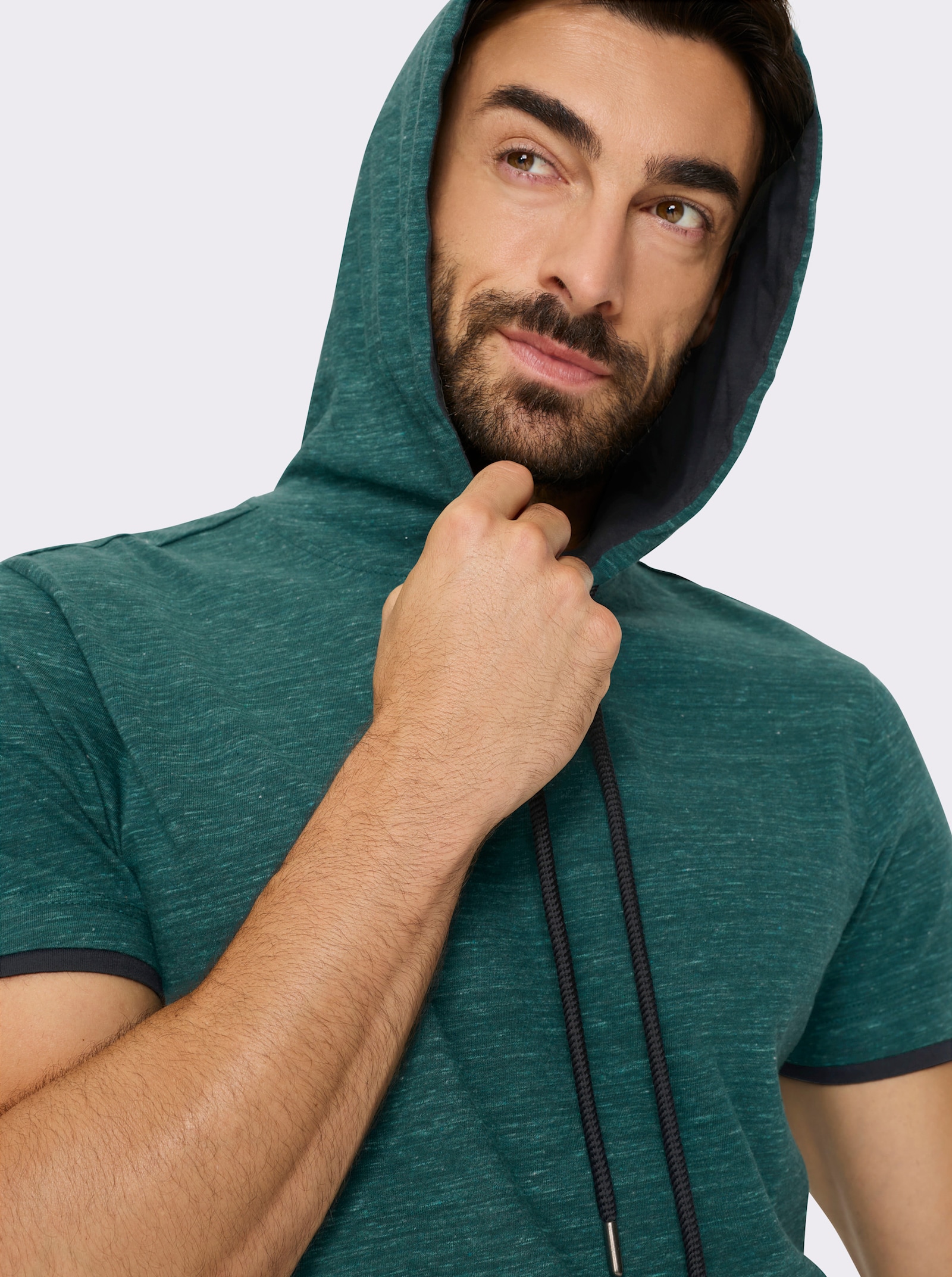 Catamaran Kapuzenshirt in Melange-Optik - petrol-mint-meliert