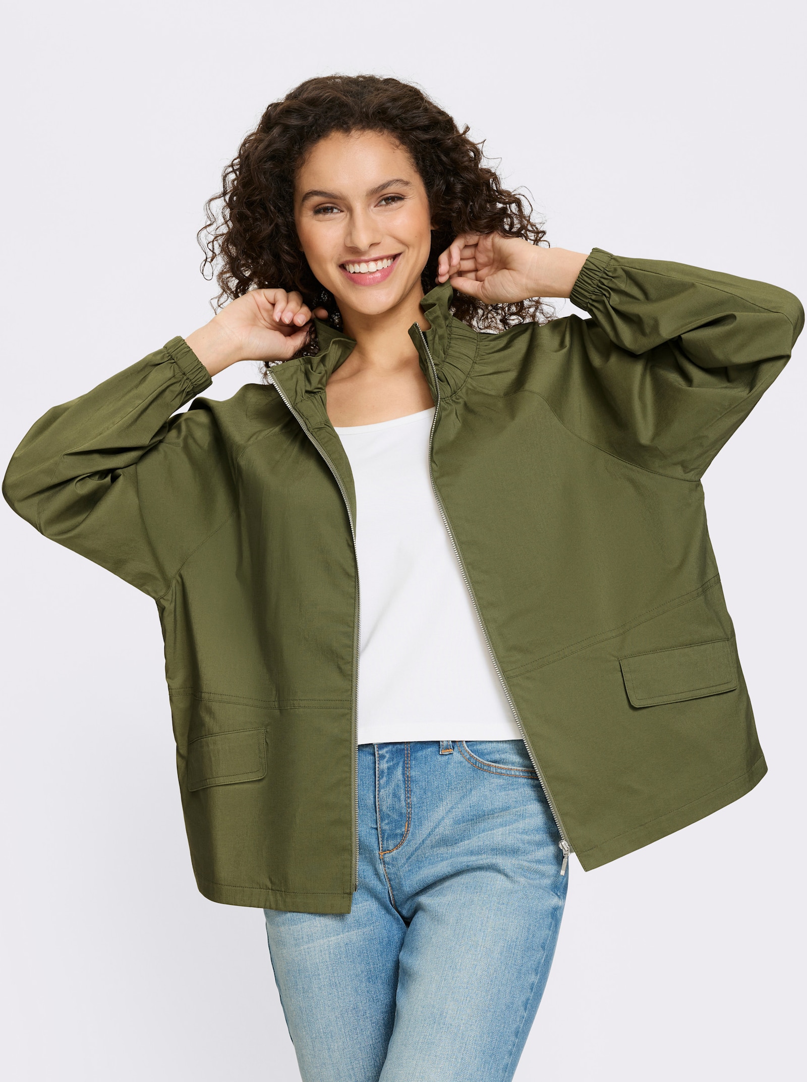 heine Blusenjacke mit Stehkragen - oliv