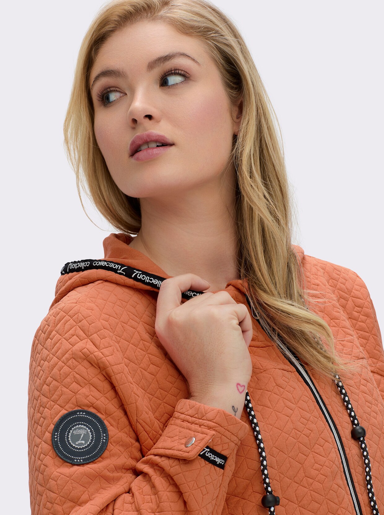 Shirtjacke in strukturierter Qualität, kontrastfarbene Details - papaya