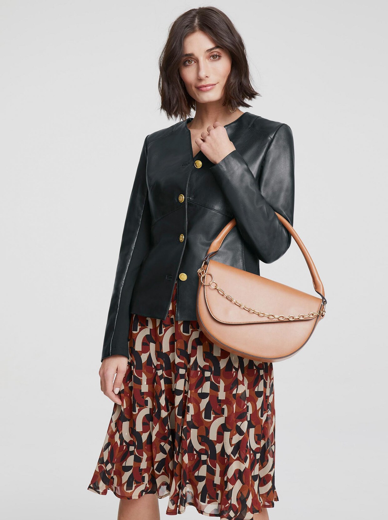 Ashley Brooke Leder-Jacke - schwarz
