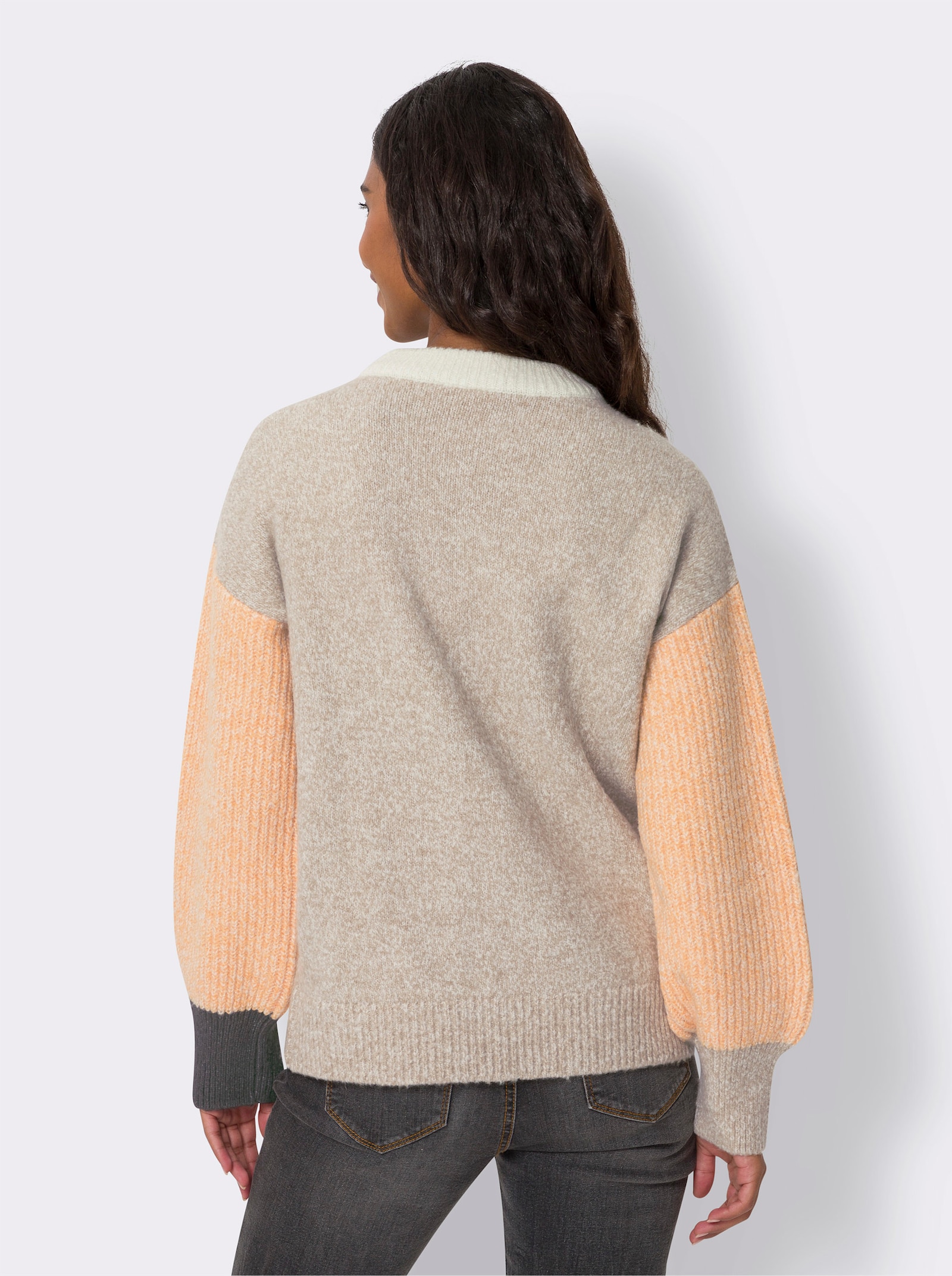 heine Strickpullover im Jacquard-Mustermix - ecru-beige-gemustert